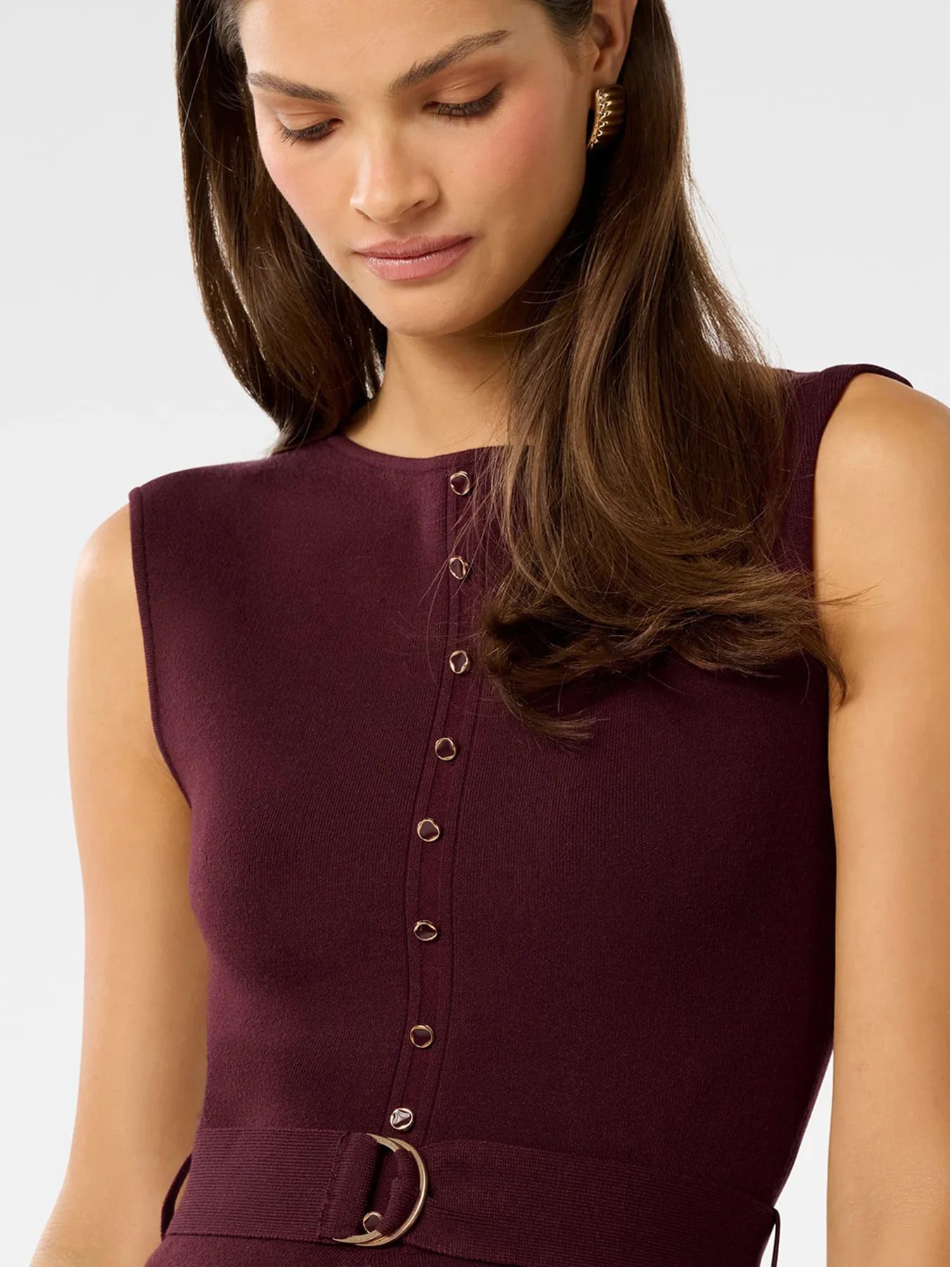 Lelani Pleated Hem Midi Dress Burgundy - Image 5