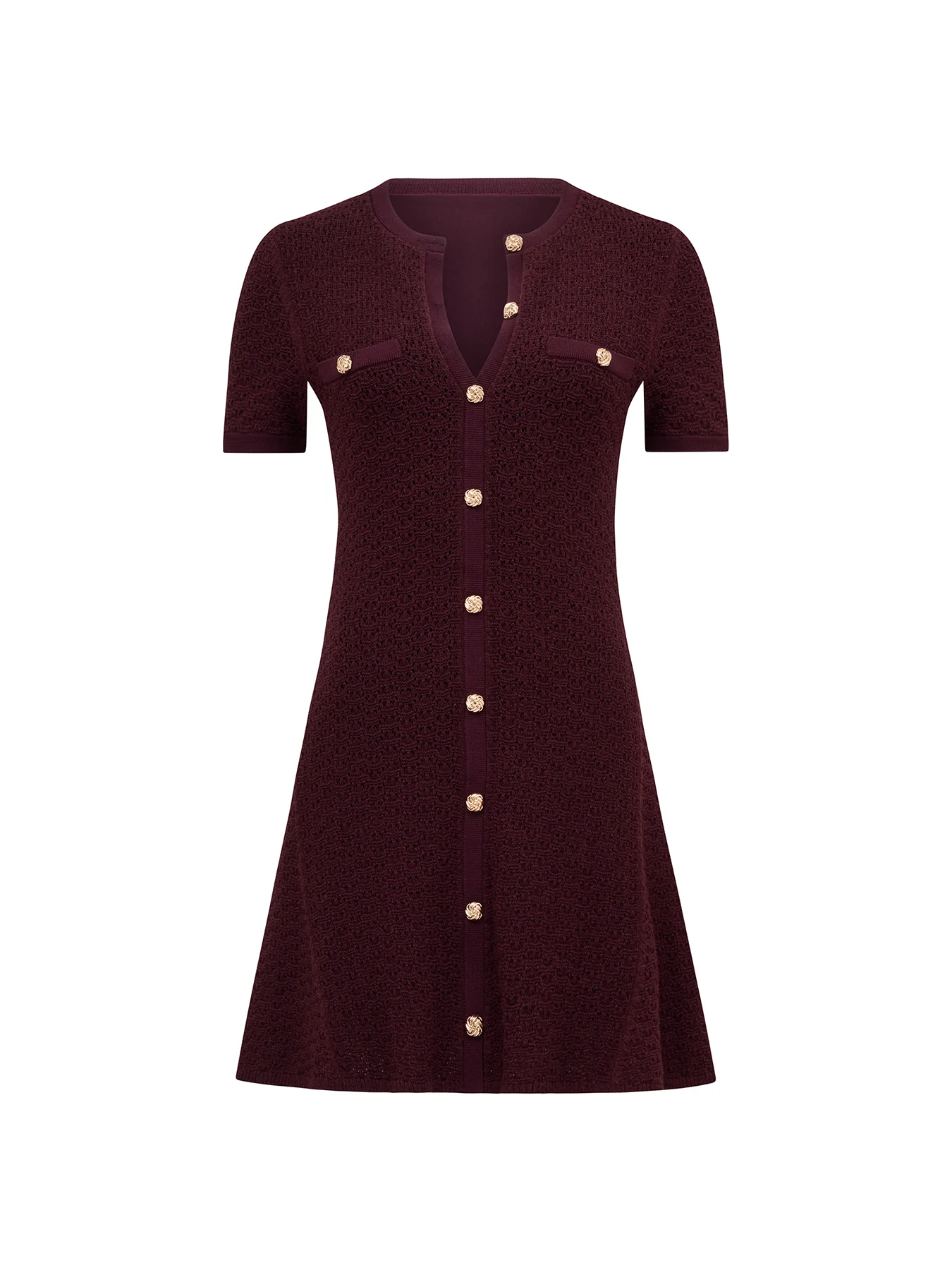 Rosa Stitch Interest Knitted Mini Dress Berry