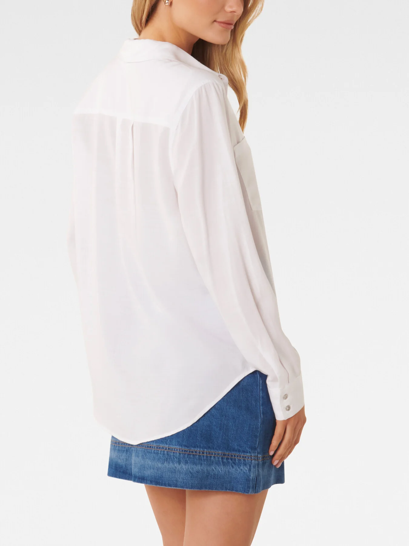 Abigail Long Sleevess Denim Blouse - Image 3