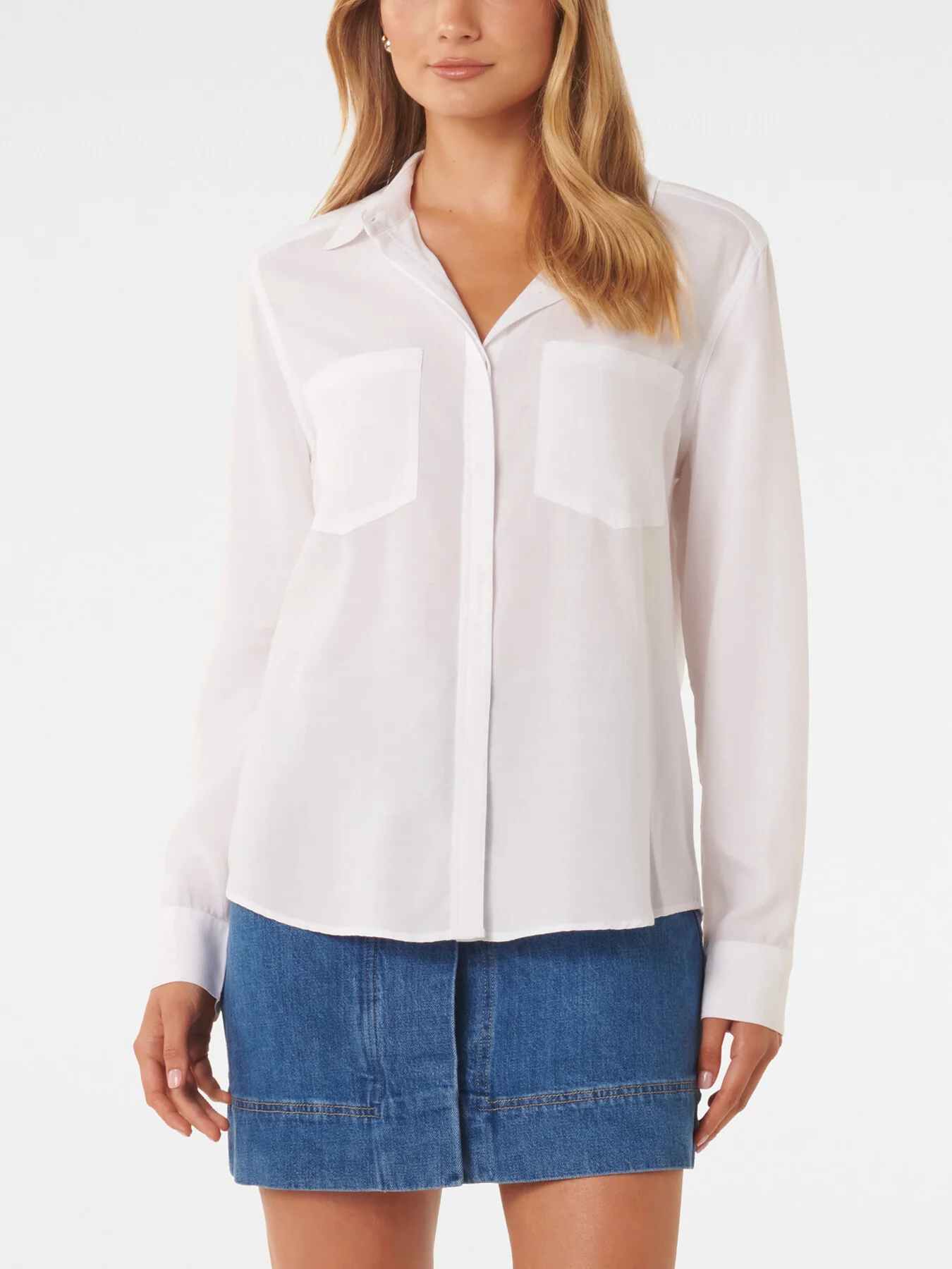 Abigail Long Sleevess Denim Blouse - Image 6