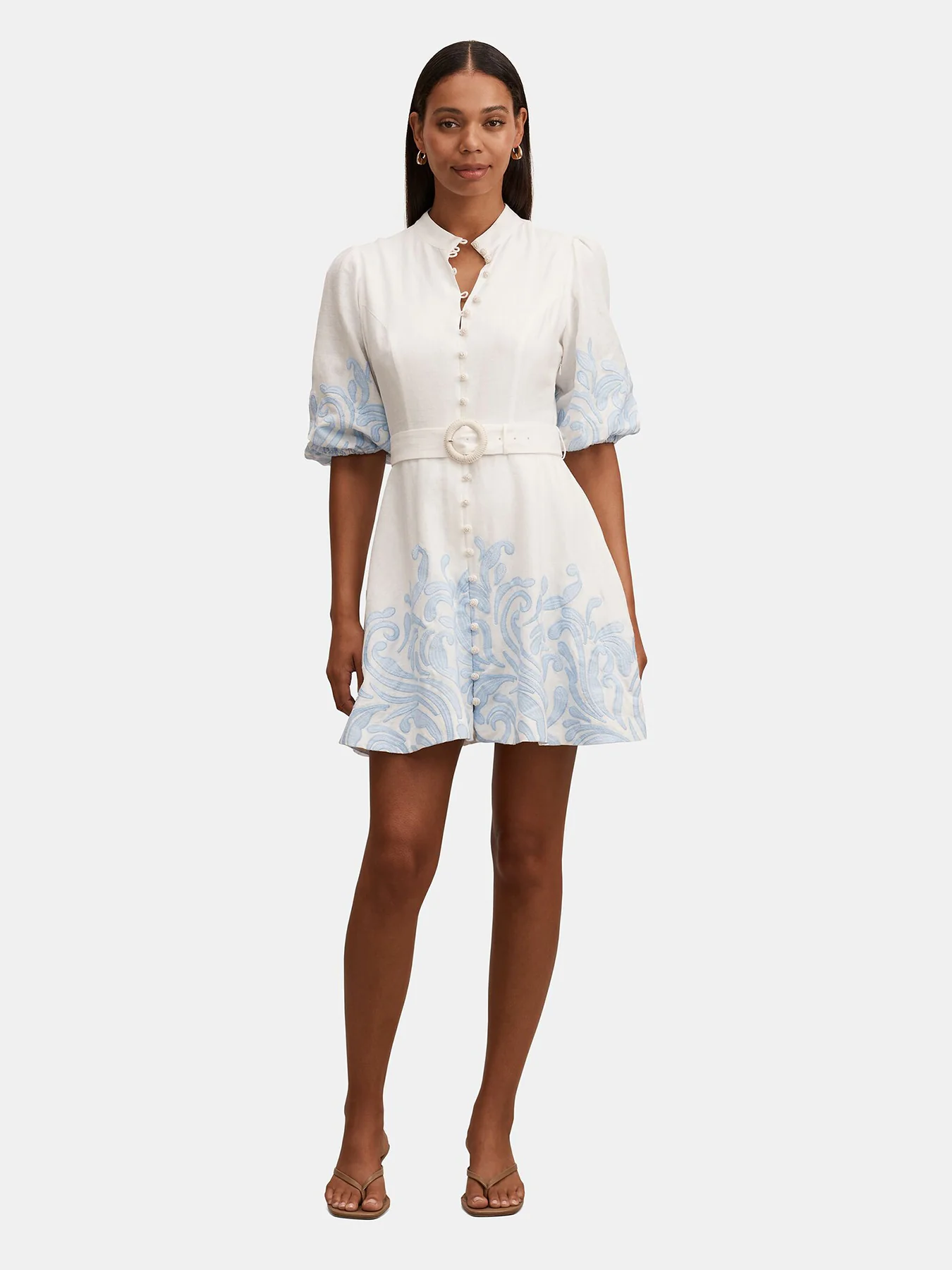 Eva Embroidered Mini Dress White - Image 2