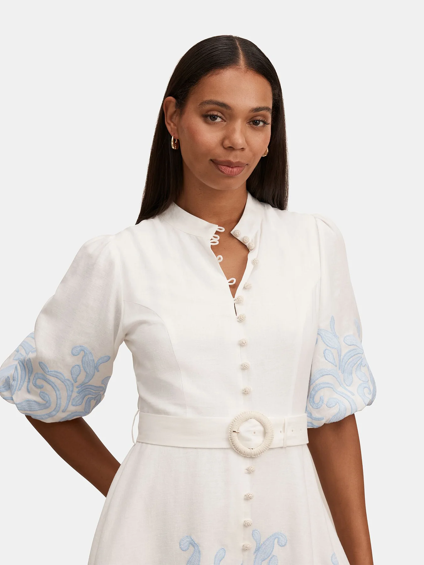 Eva Embroidered Mini Dress White - Image 5