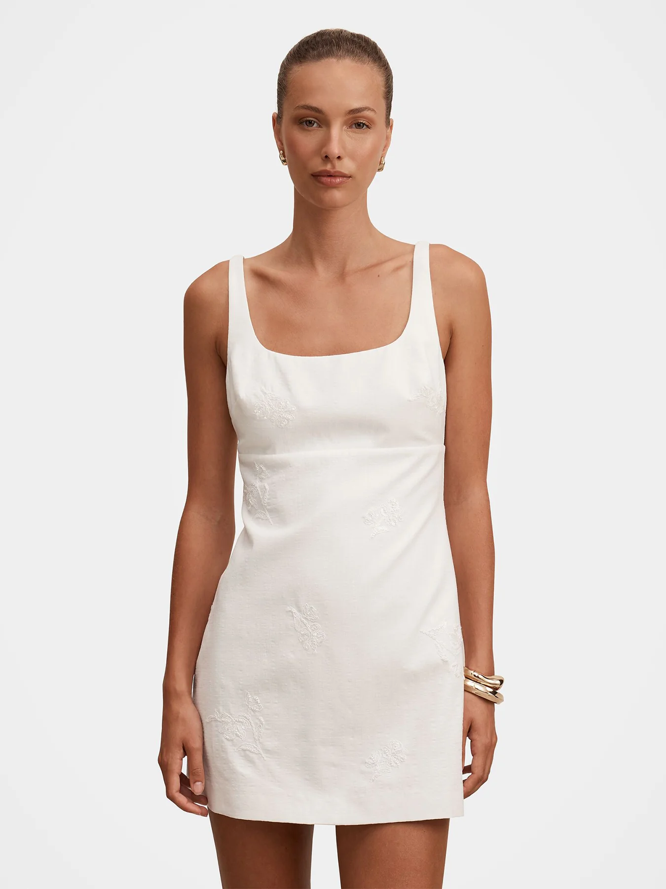 Evangeline Embellished Mini Dress White - Image 4