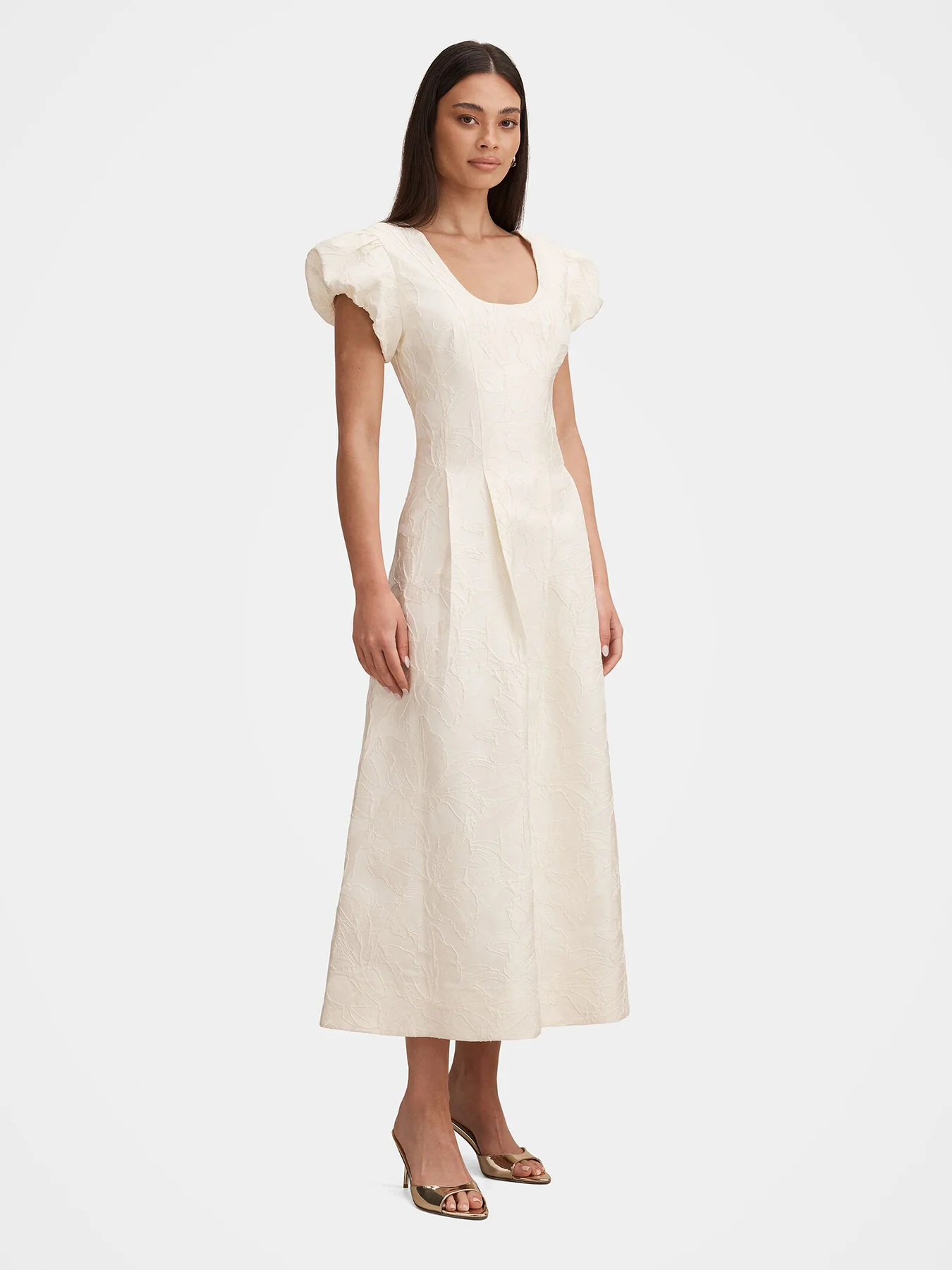 Lily Jacquard Midi Dress White - Image 3