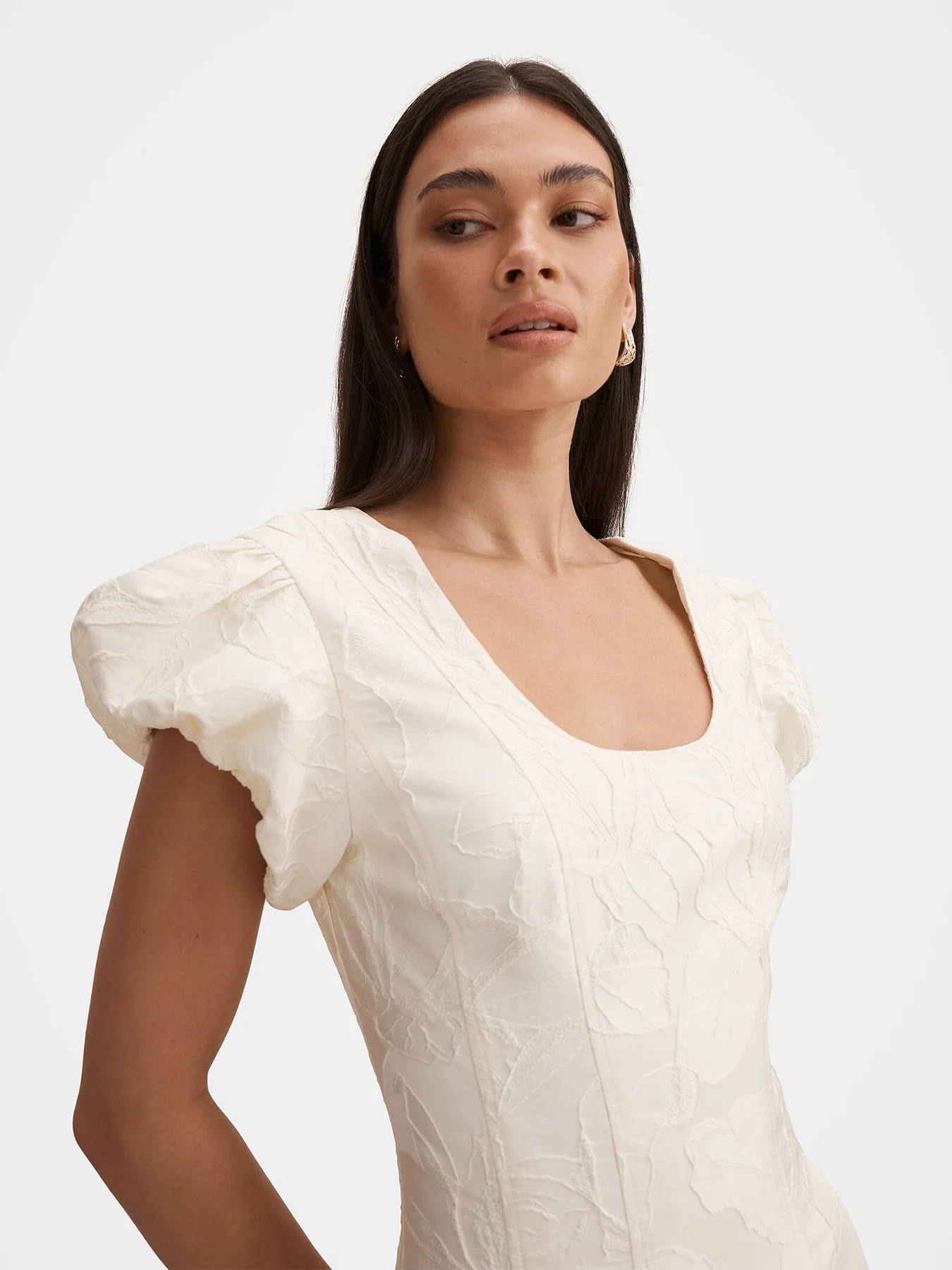 Lily Jacquard Midi Dress White - Image 4