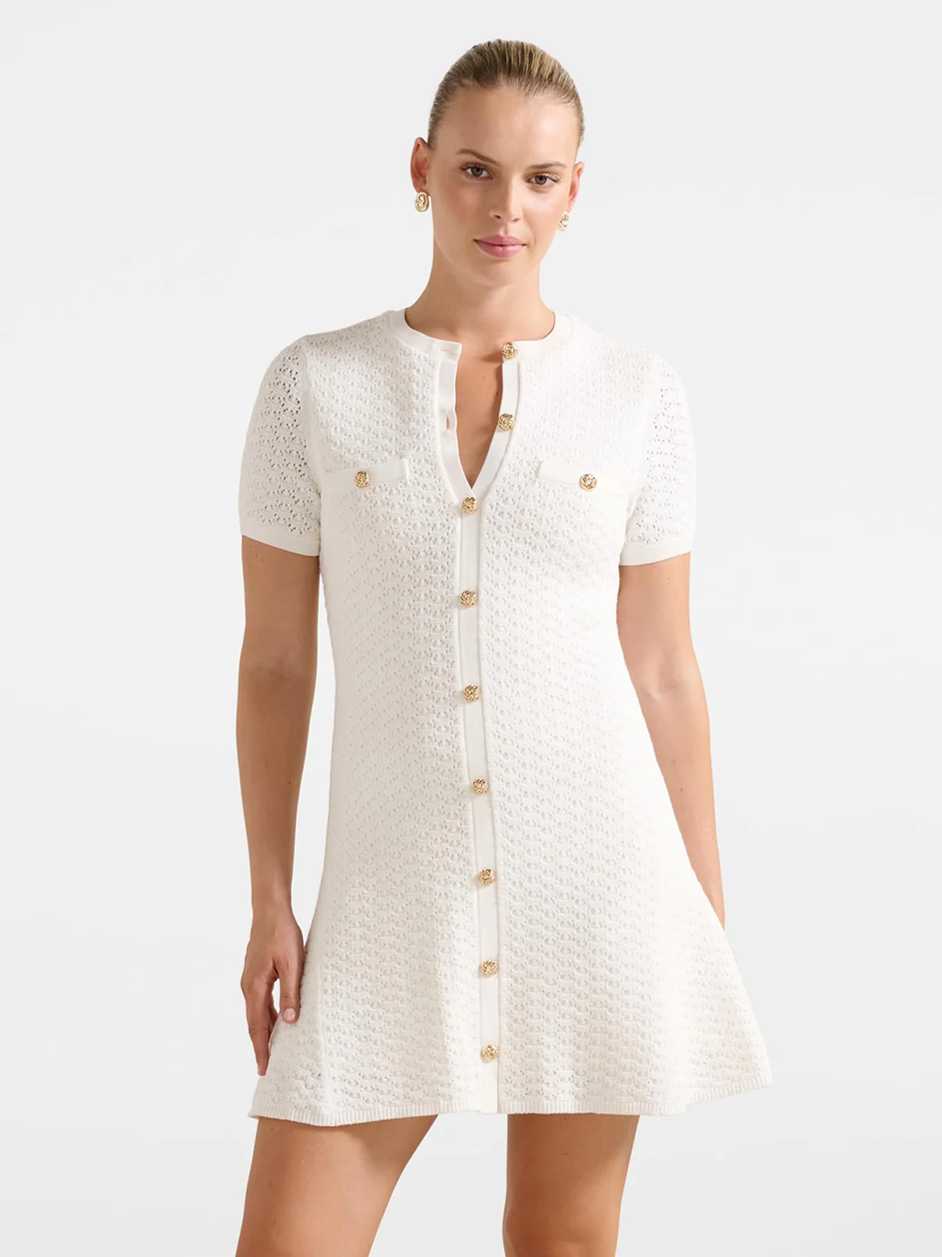 Rosa Stitch Interest Knitted Mini Dress - Image 4