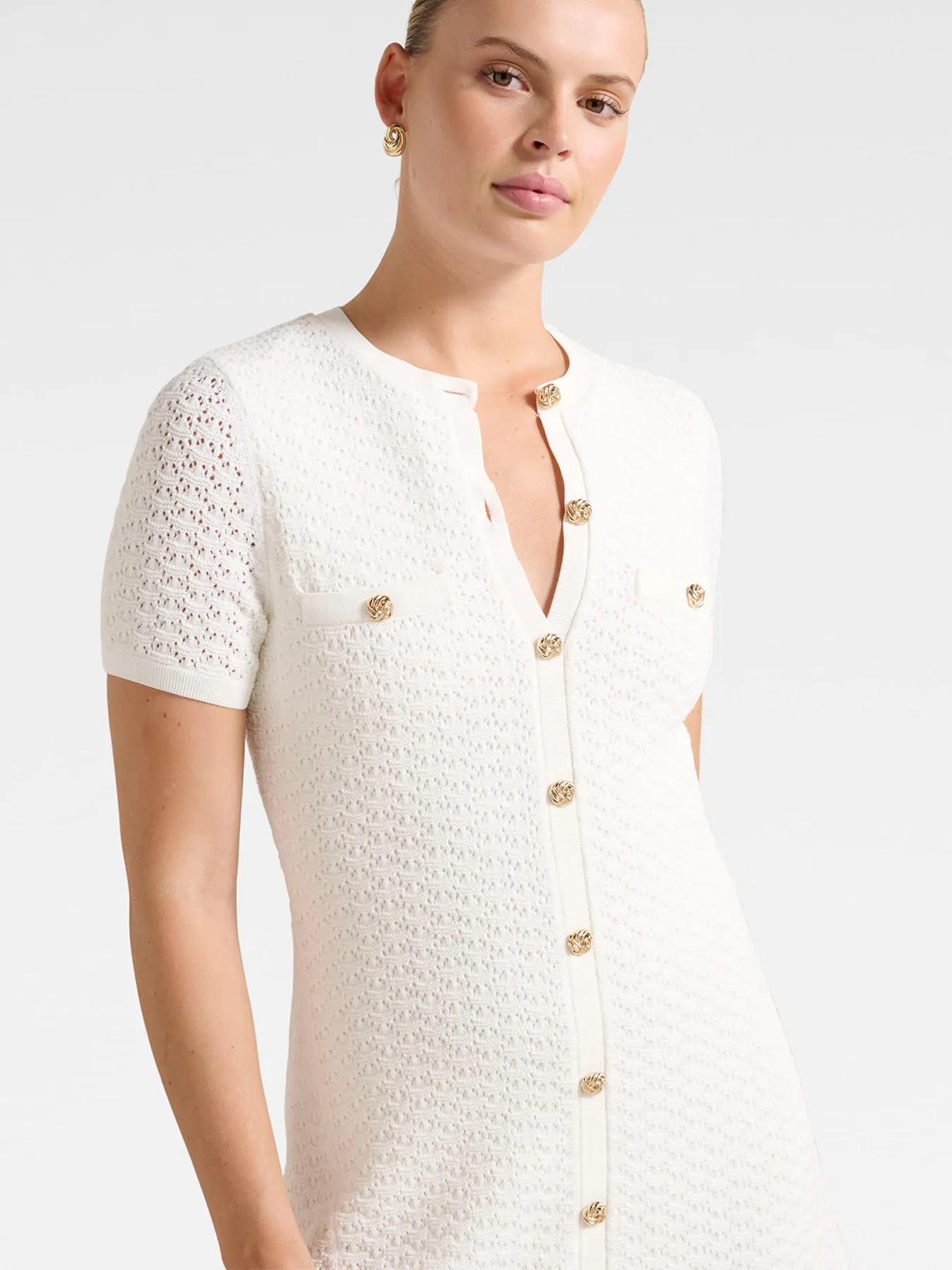 Rosa Stitch Interest Knitted Mini Dress - Image 5