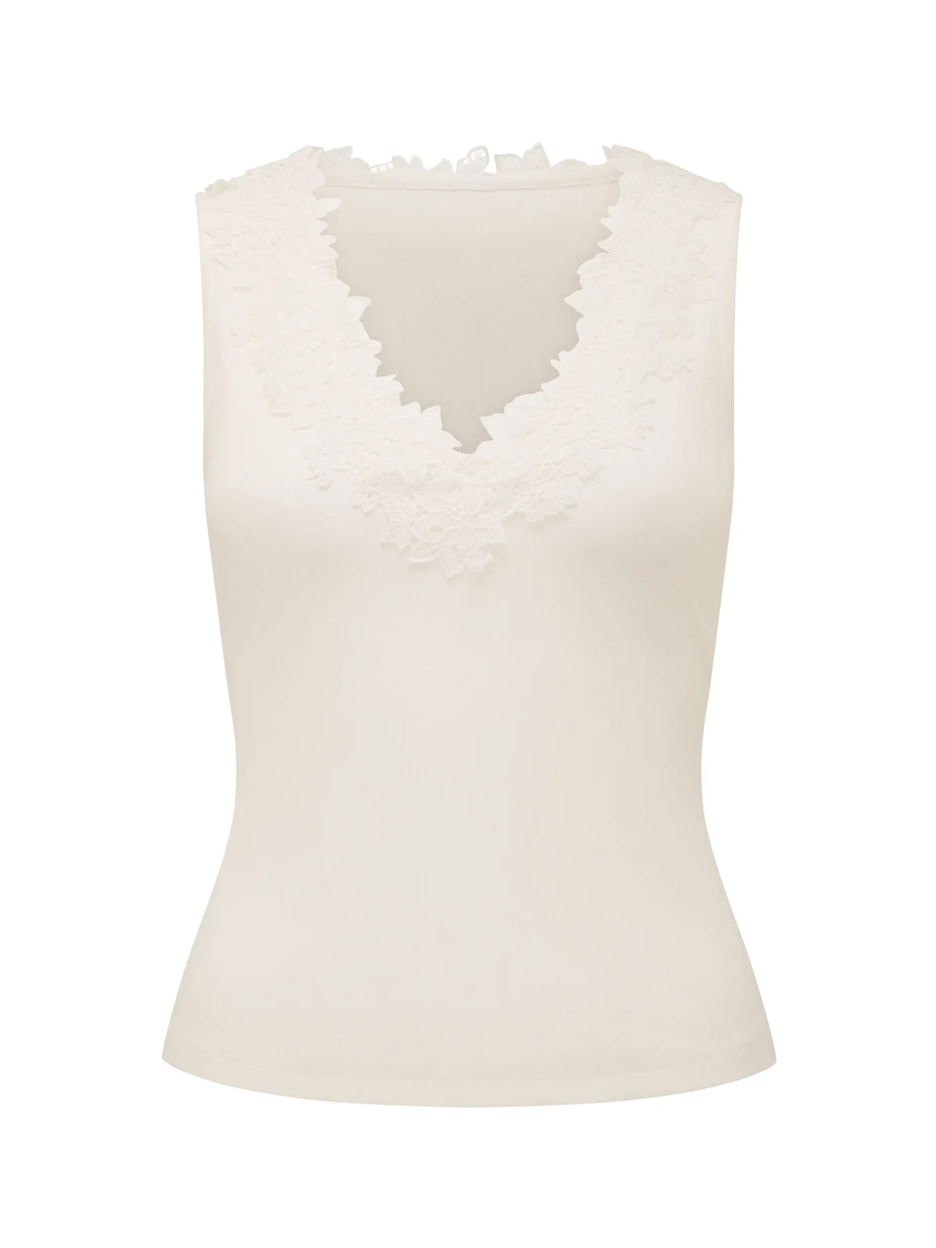 Sylvie Lace Trim Tank Top White
