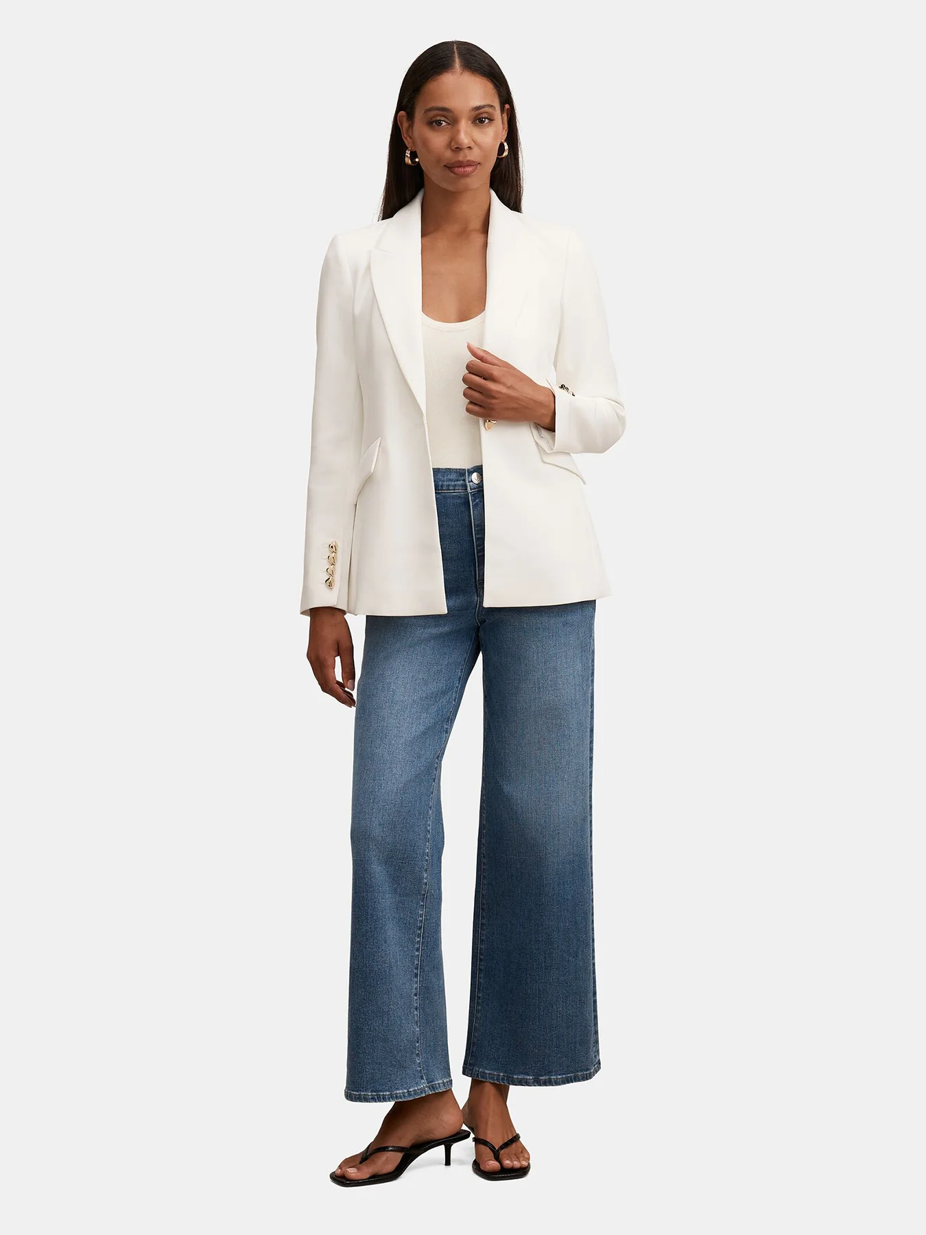 Trixie Gold Button Blazer White - Image 2