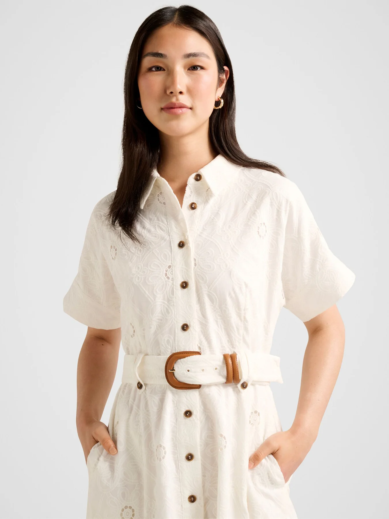 Valeria Broderie Midi Dress White - Image 3