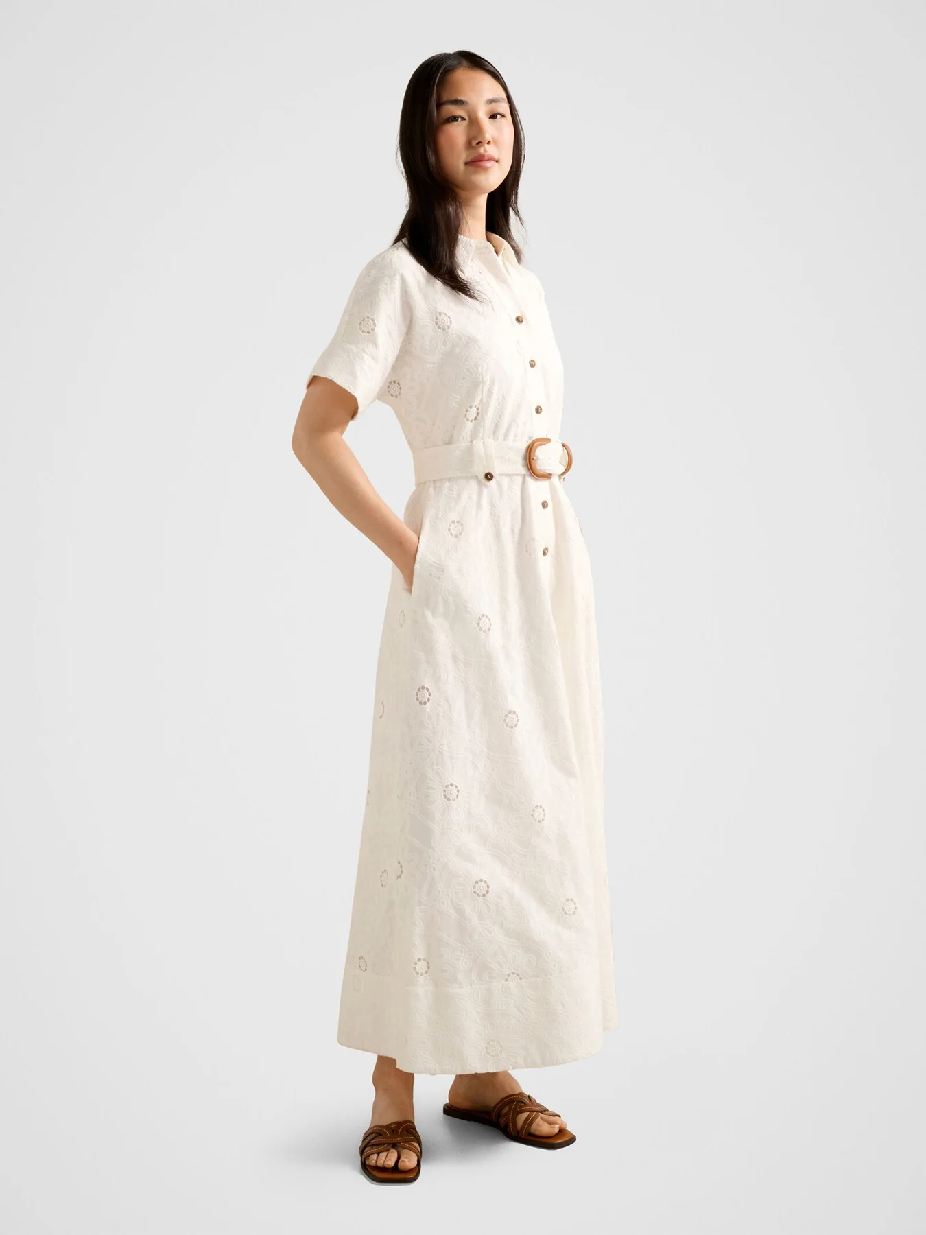 Valeria Broderie Midi Dress White - Image 4