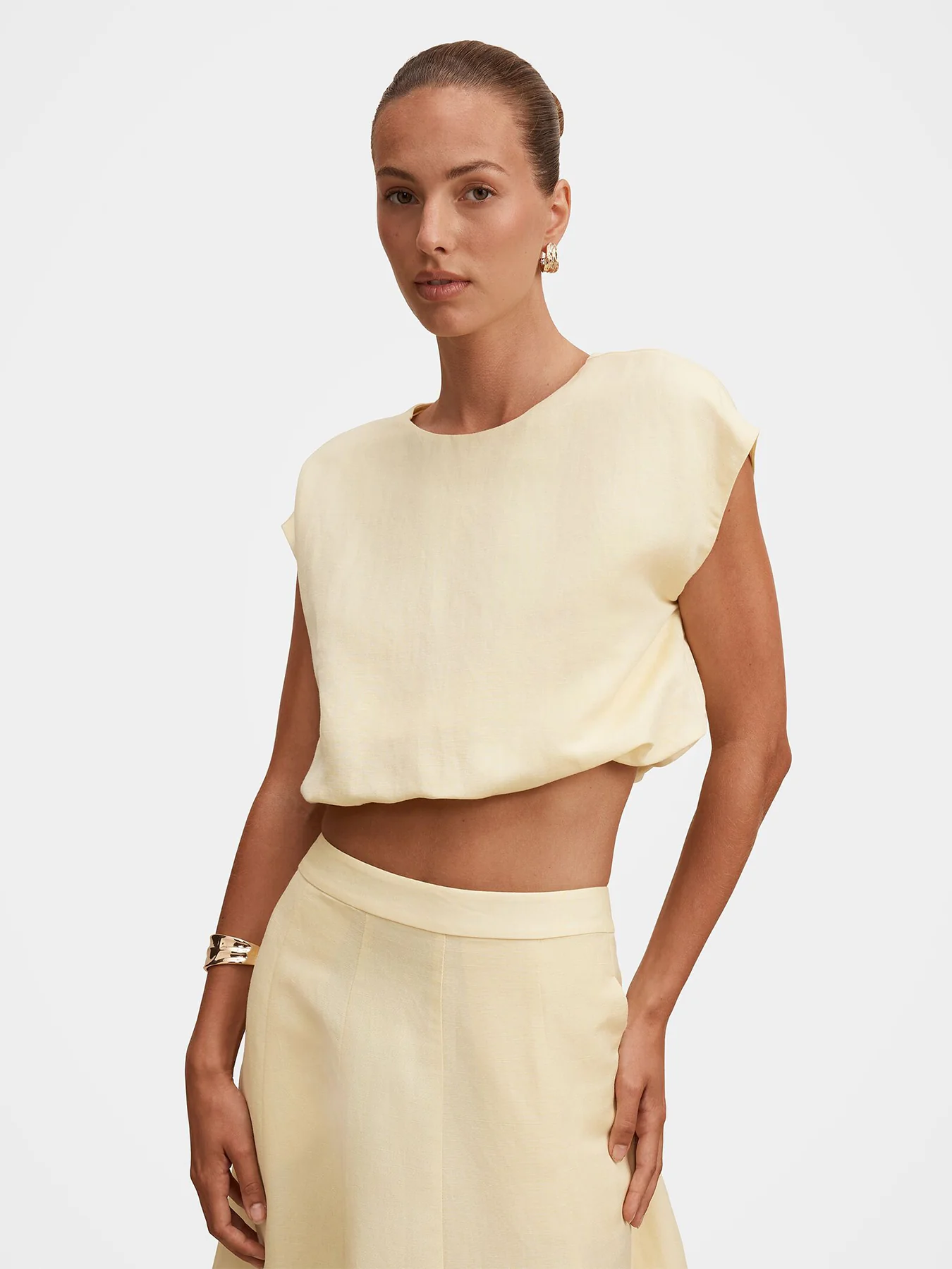 Georgina Bubble Hem Top Yellow - Image 4
