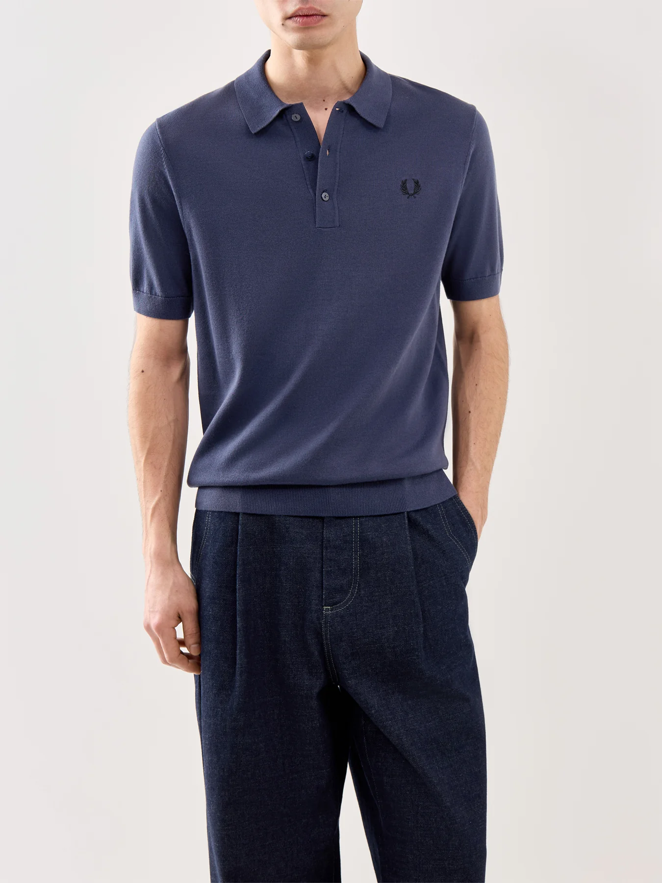 Cotton Knitted Polo Dark Navy - Image 4