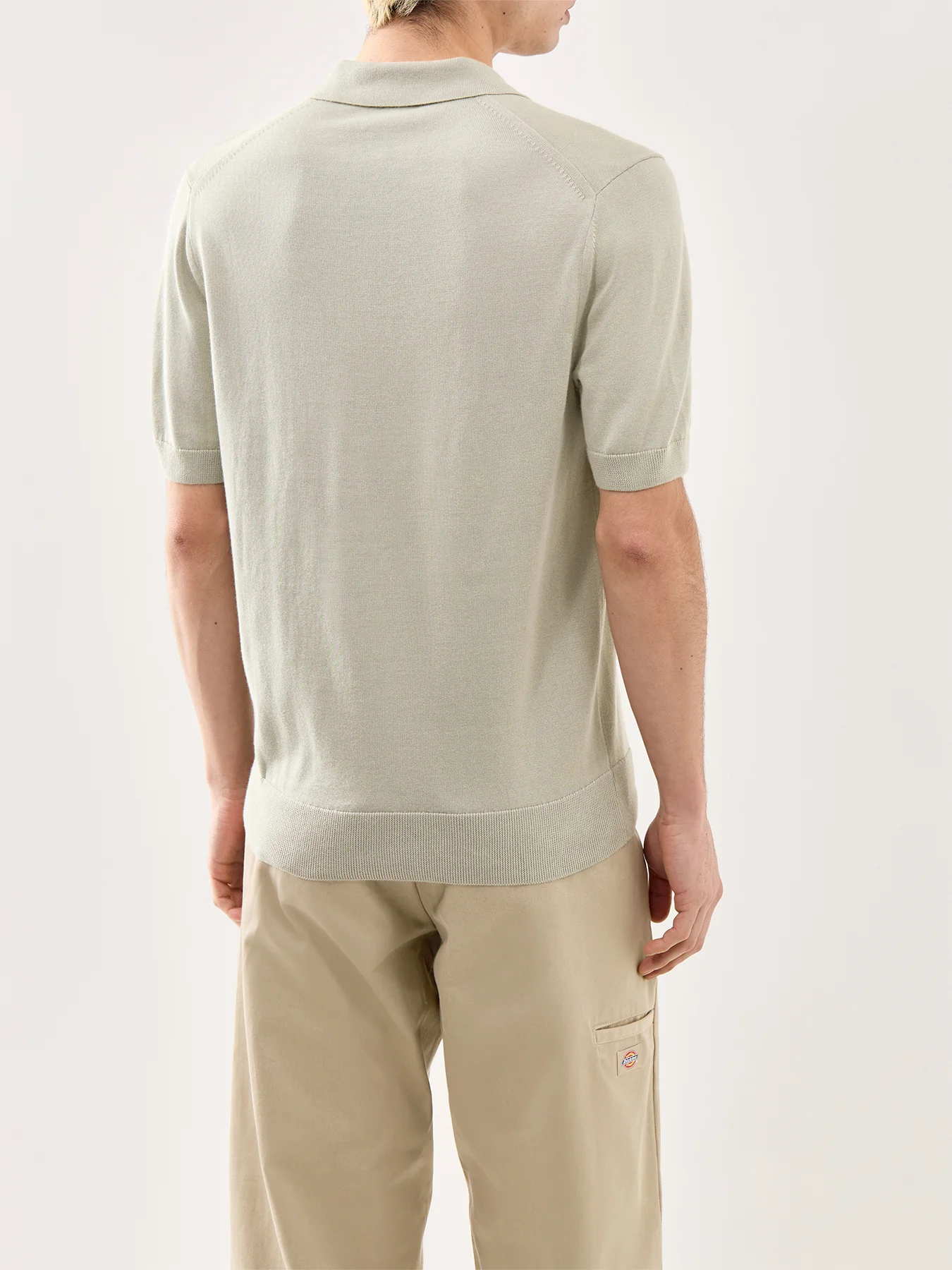 Cotton Knitted Polo Shirt Green - Image 5