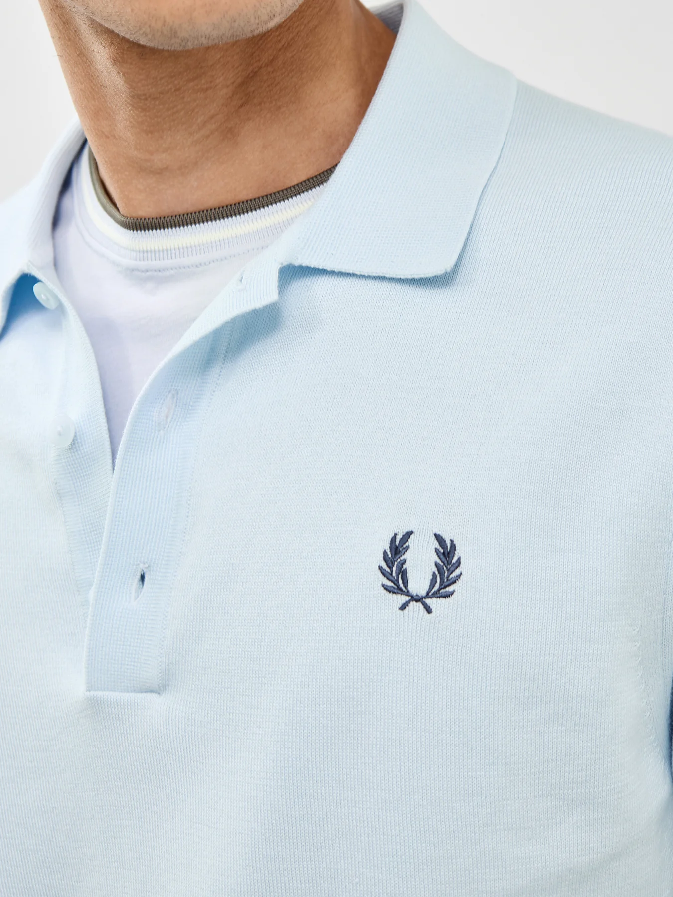 Cotton Knitted Polo Shirt Blue - Image 3