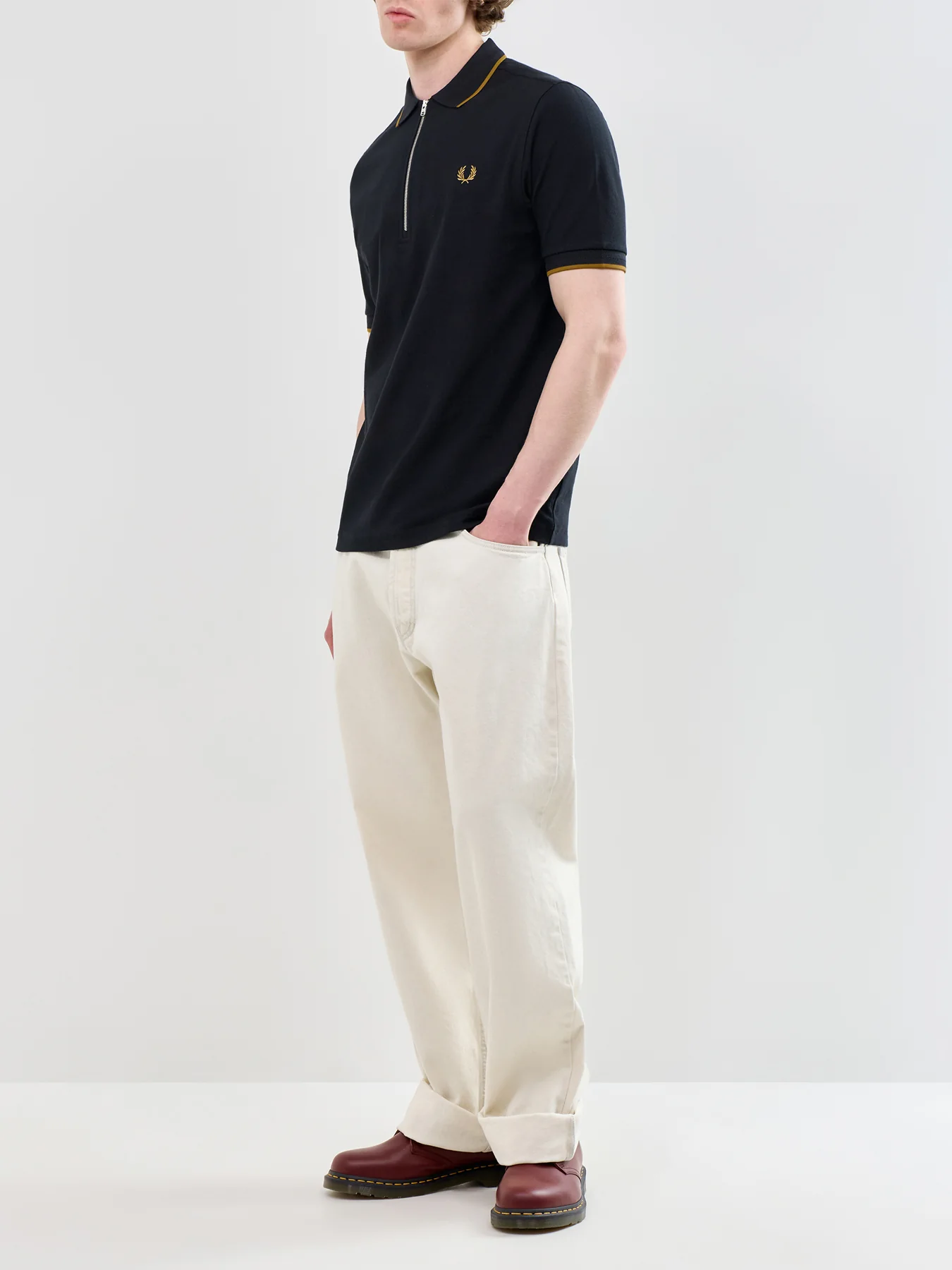 Crepe Pique Polo Shirt Black - Image 2