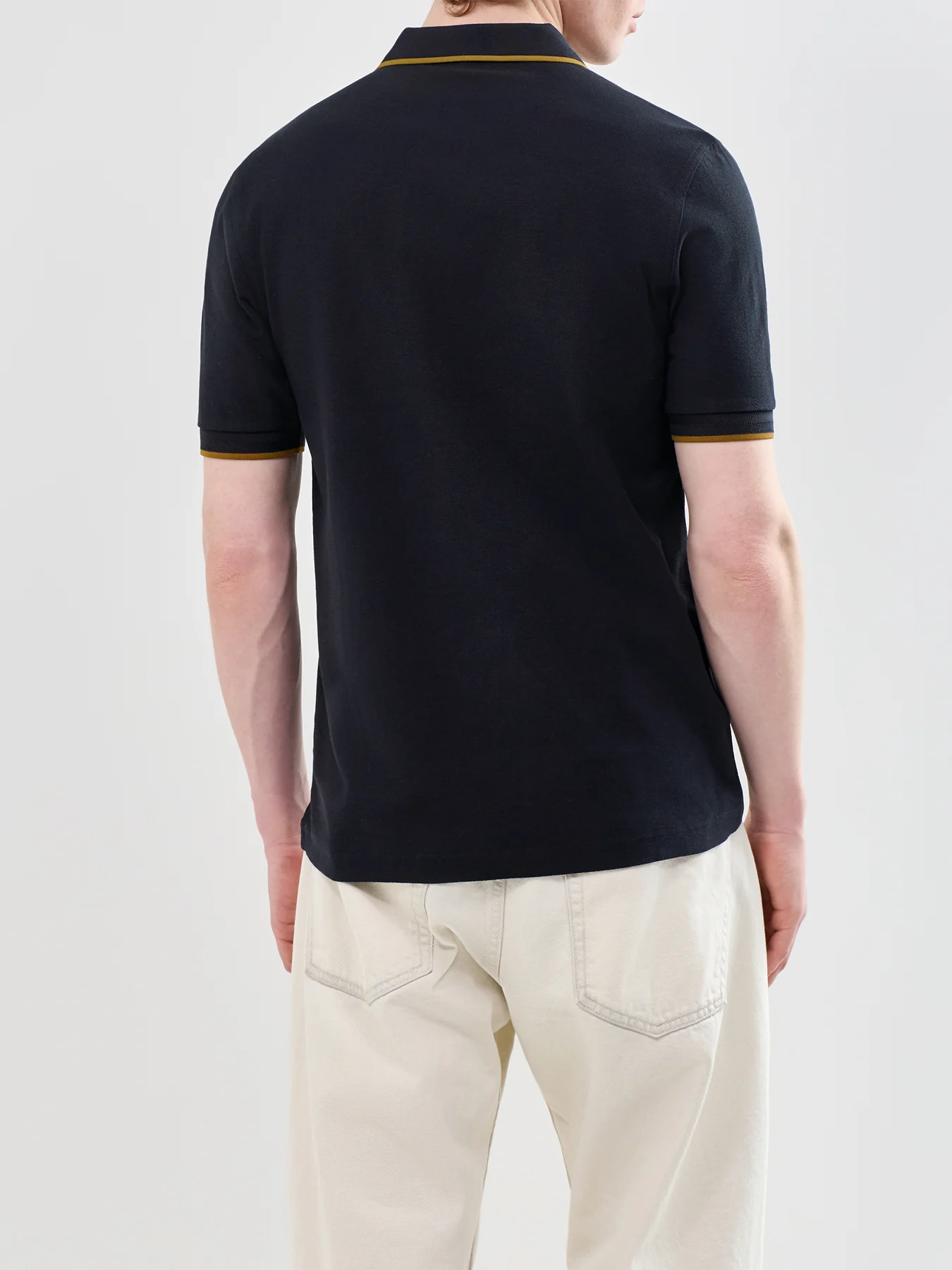 Crepe Pique Polo Shirt Black - Image 5