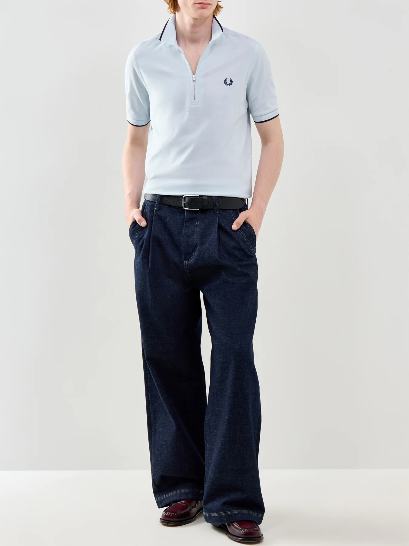 Crepe Pique Polo Shirt Blue - Image 2