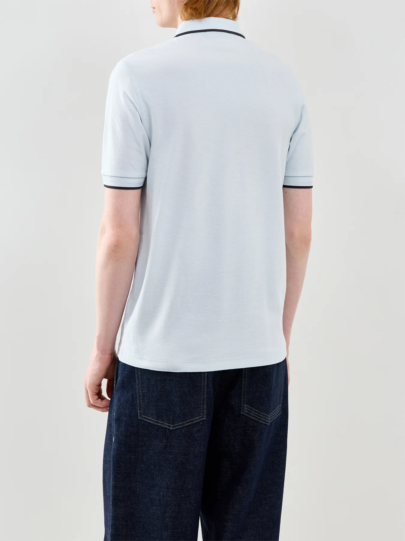 Crepe Pique Polo Shirt Blue - Image 4