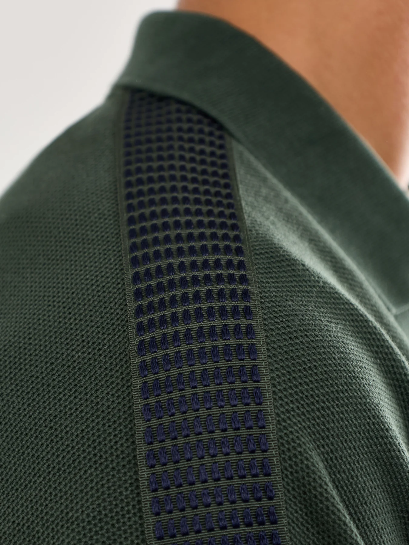 Dash Taped Zip Neck Polo Shirt Green - Image 3