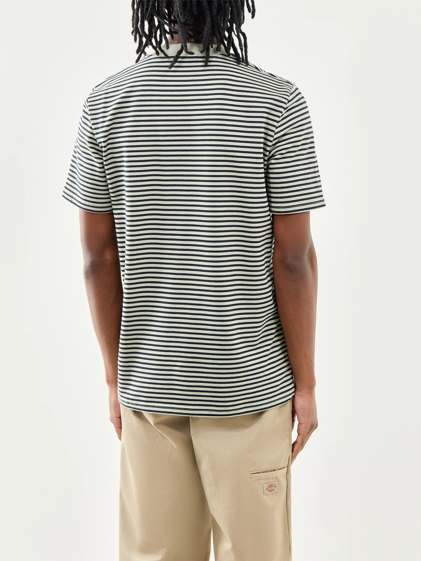 Fred Perry Fine Stripe Heavyweight Cotton T-Shirt Green - Image 5