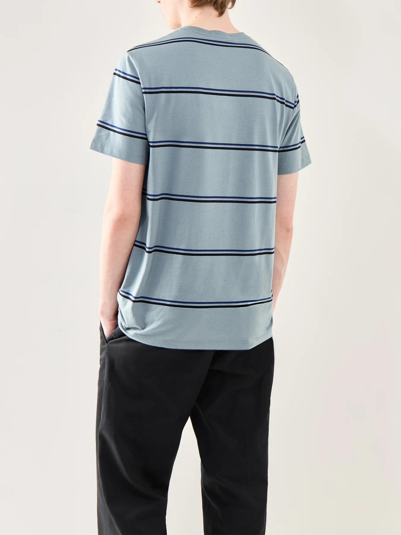 Fine Stripe T-Shirt Blue - Image 5