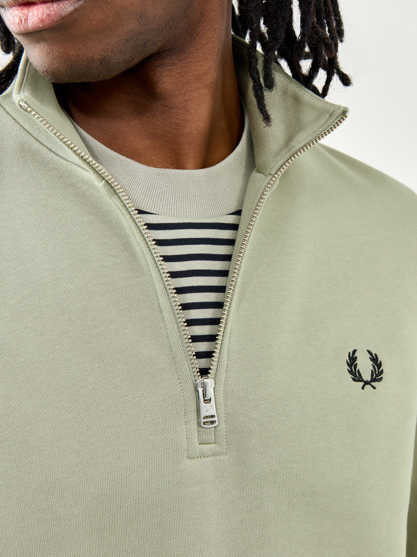 Fred Perry Half Zip Sweatshirt Green - Image 3