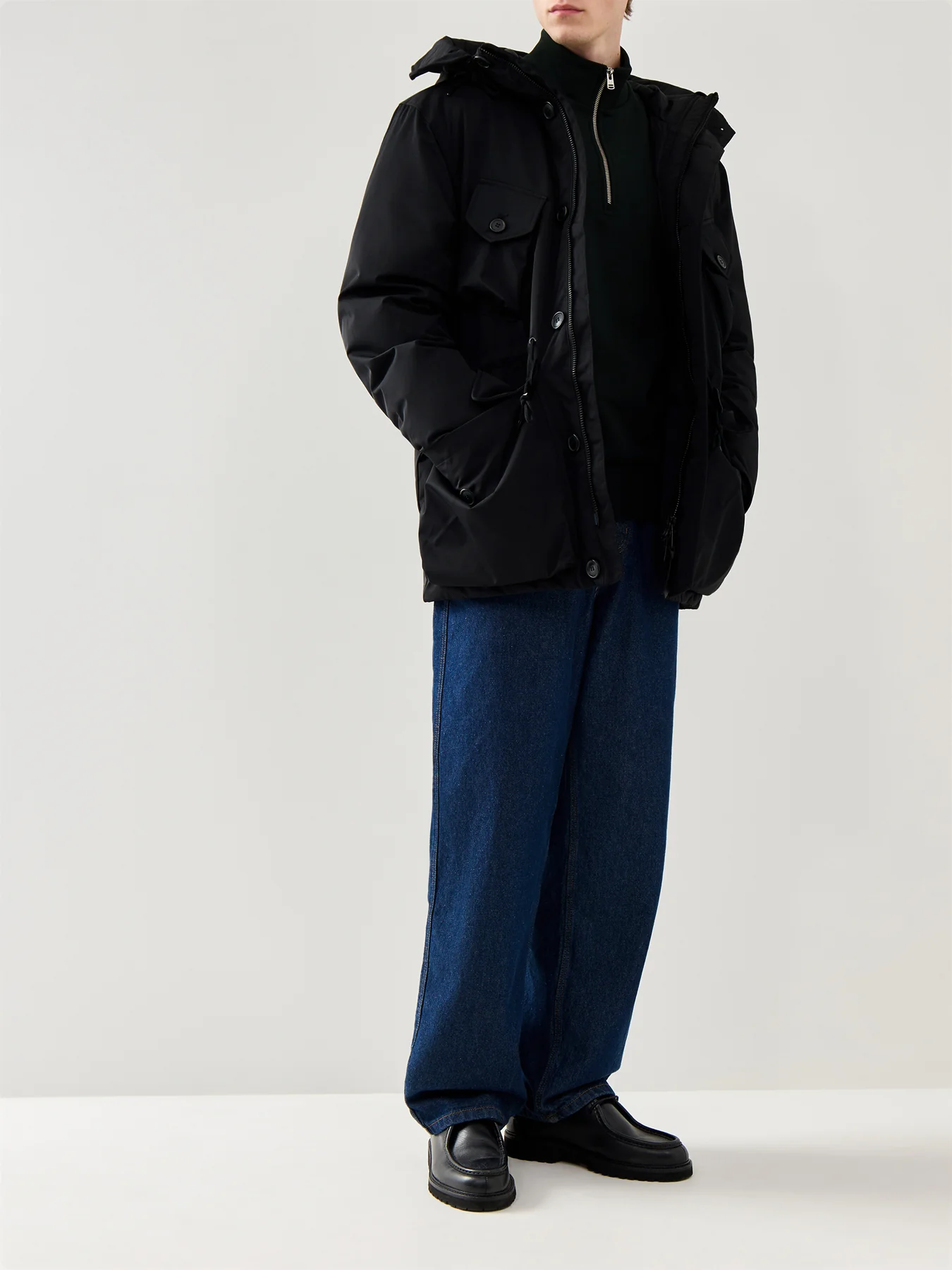 Patch Pocket Puffer Jacket Black - Image 2