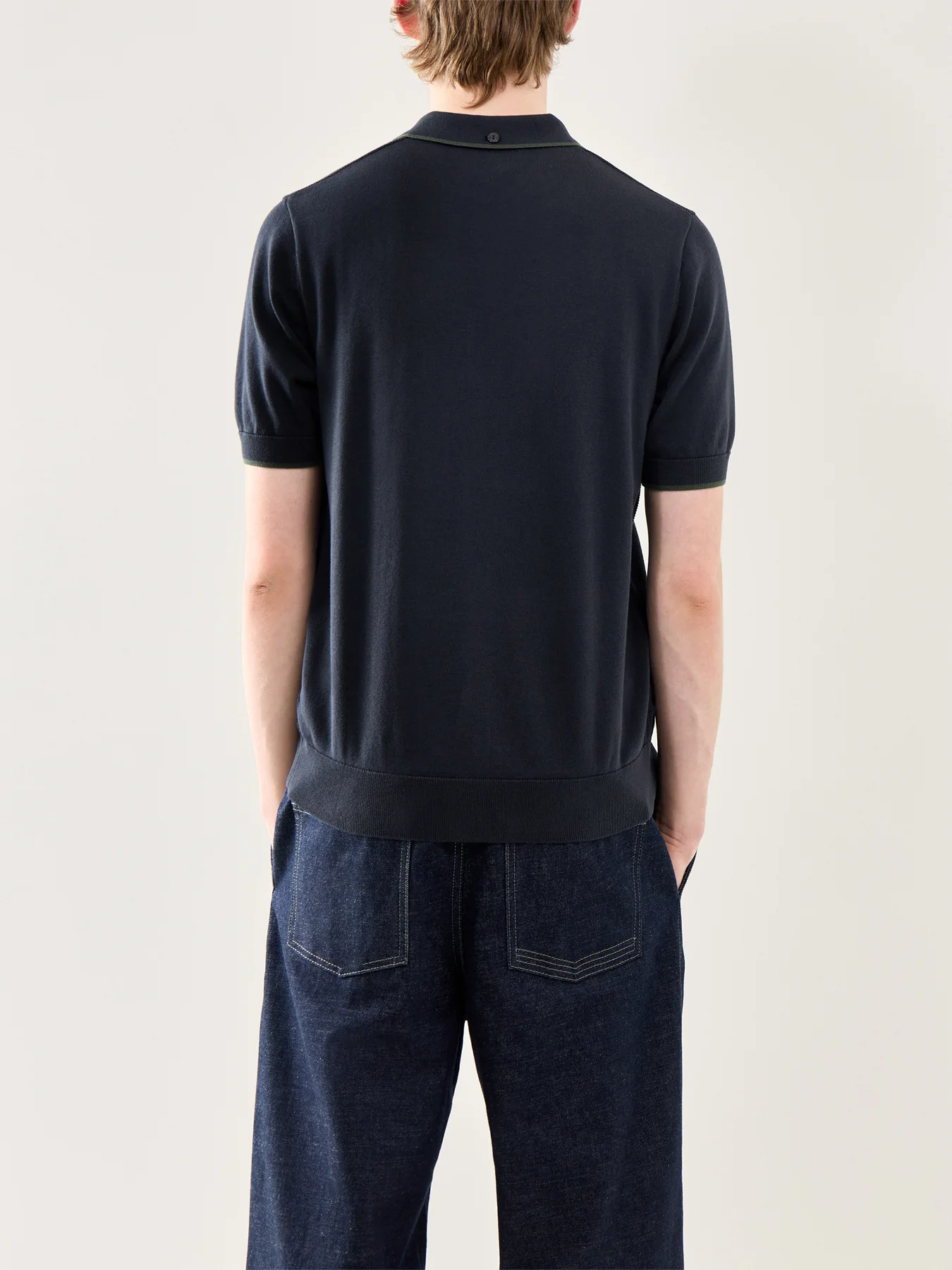 Pique Stitch Knitted Polo Navy - Image 5