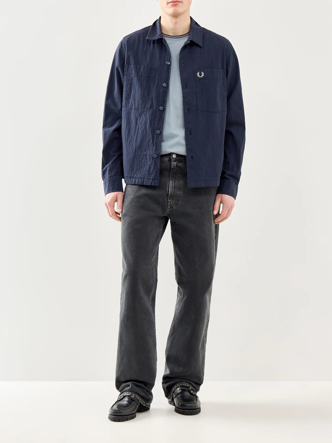 Seersucker Overshirt Navy - Image 2