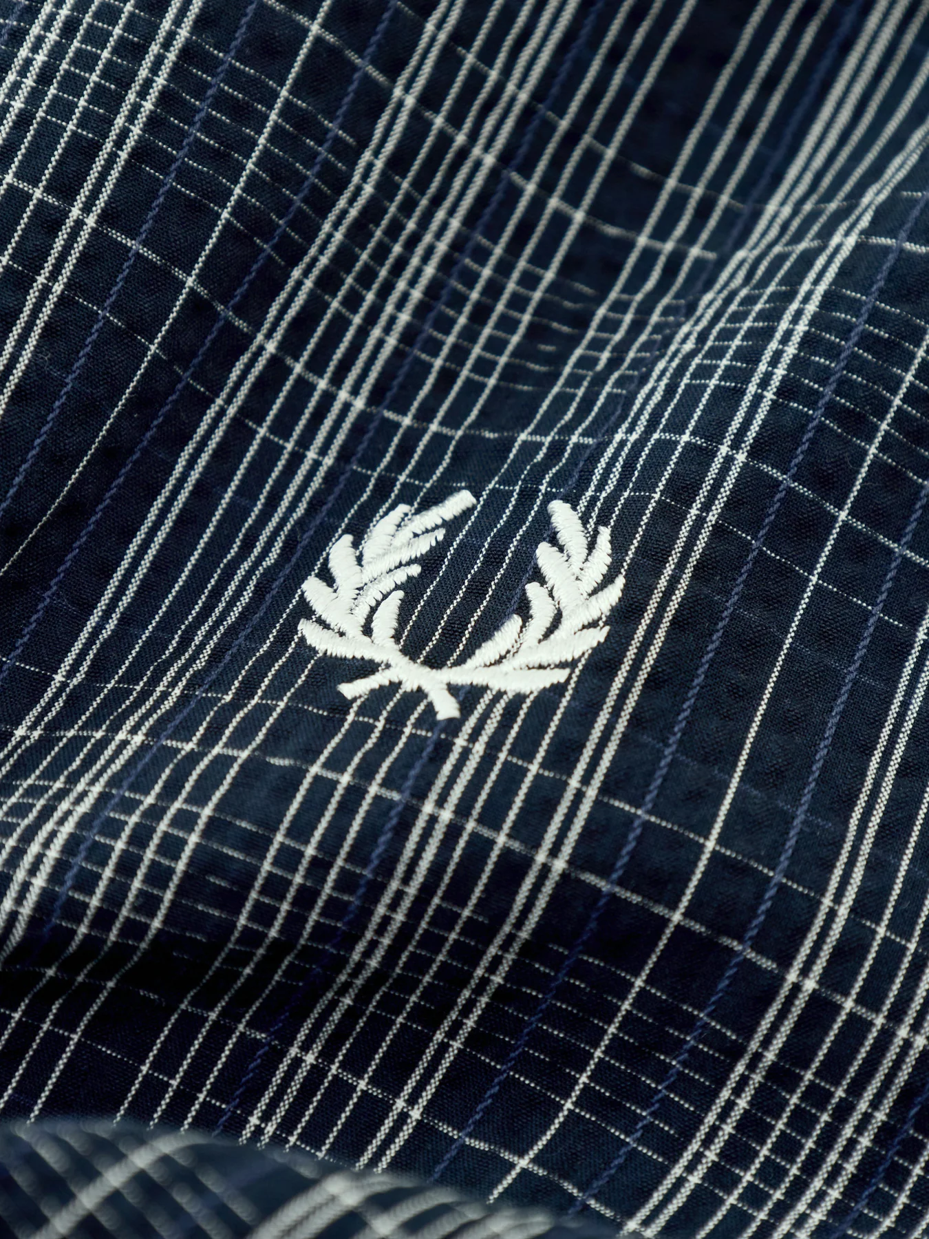 Seersucker Check Short Sleeve Shirt Navy - Image 3