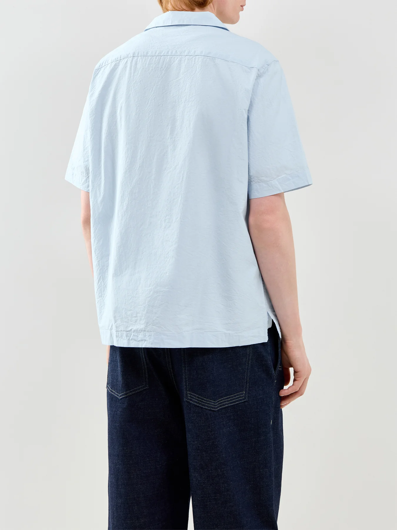 Seersucker Revere Collar Shirt Blue - Image 5