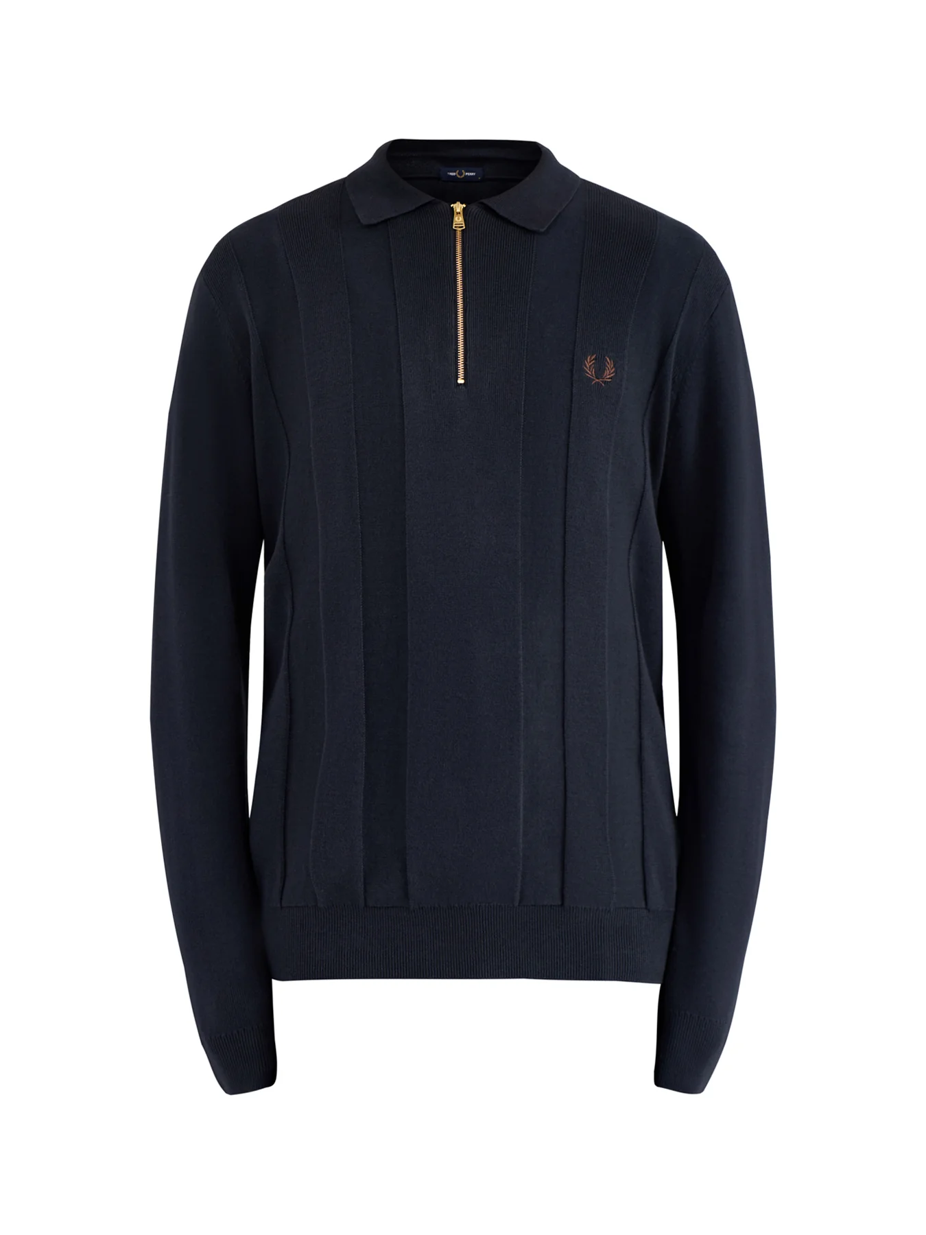 Tonal Stripe Knitted Quarter Zip Polo Navy
