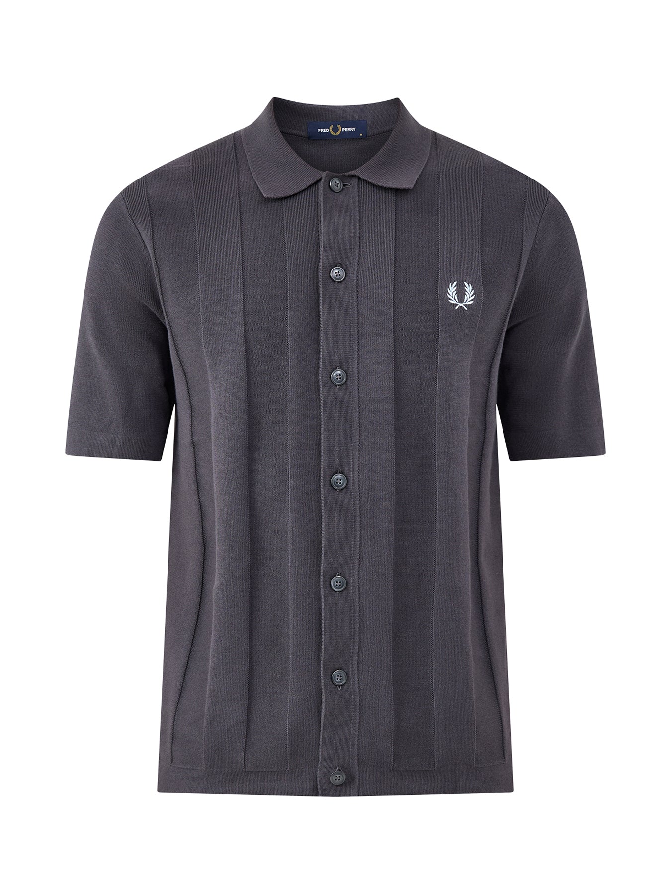 Tonal Vertical Stripe Knitted Shirt Grey