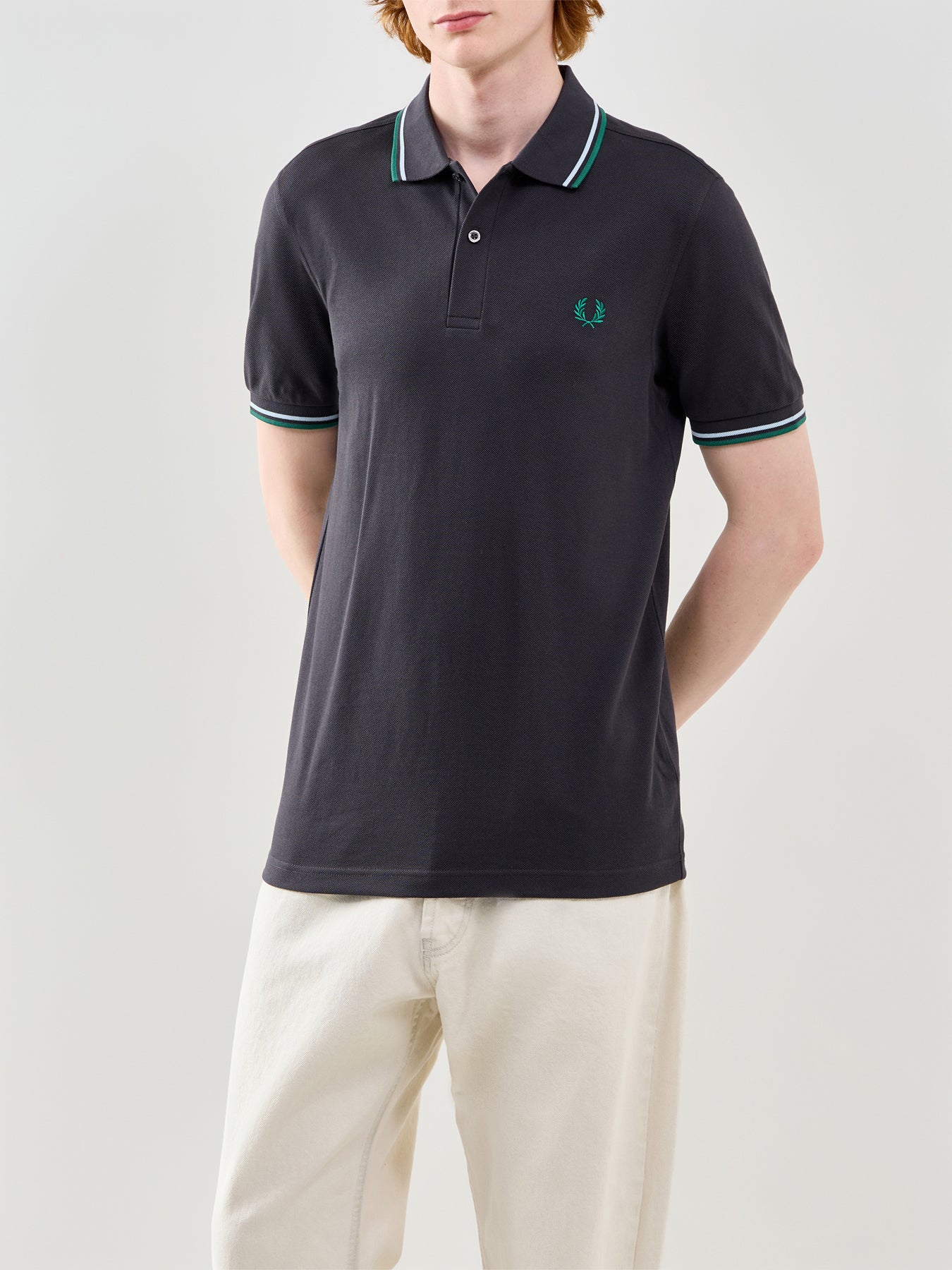 Twin Tipped Polo Shirt Grey - Image 4