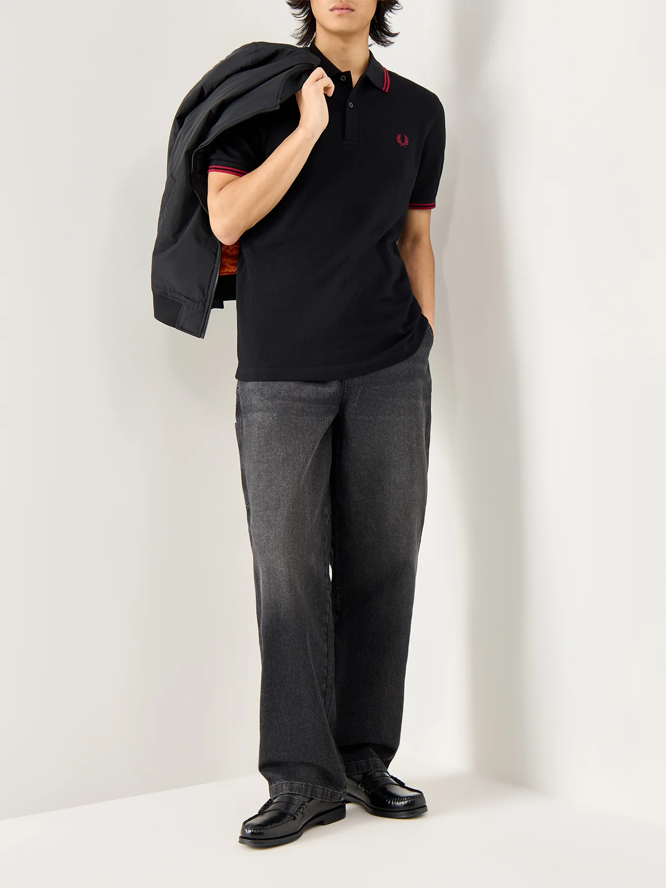 Twin Tipped Polo Shirt Black - Image 2