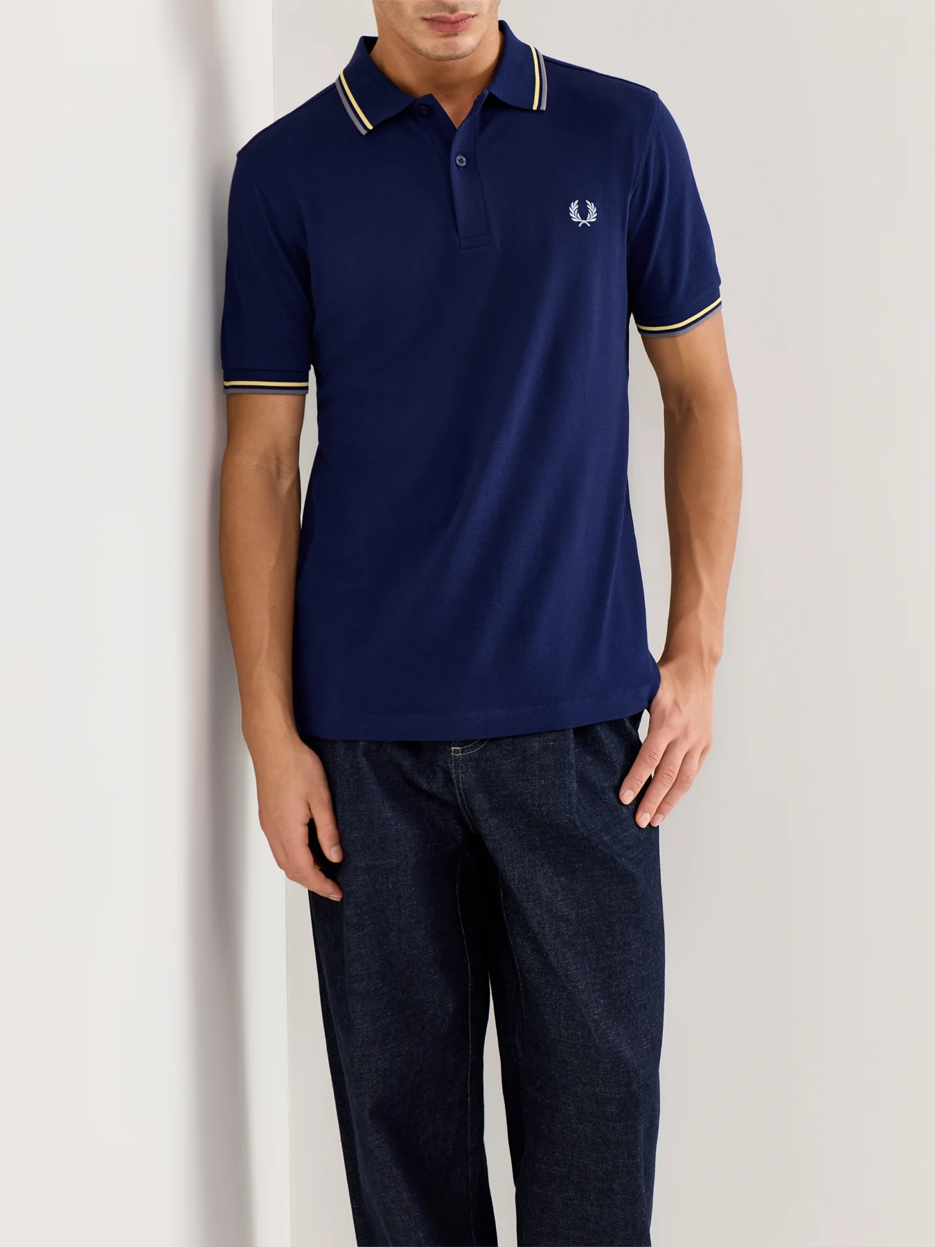 Twin Tipped Polo Shirt White/Navy - Image 4