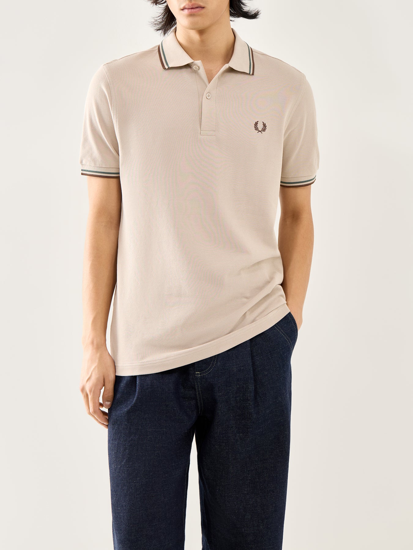 Twin Tipped Polo Shirt Beige - Image 4