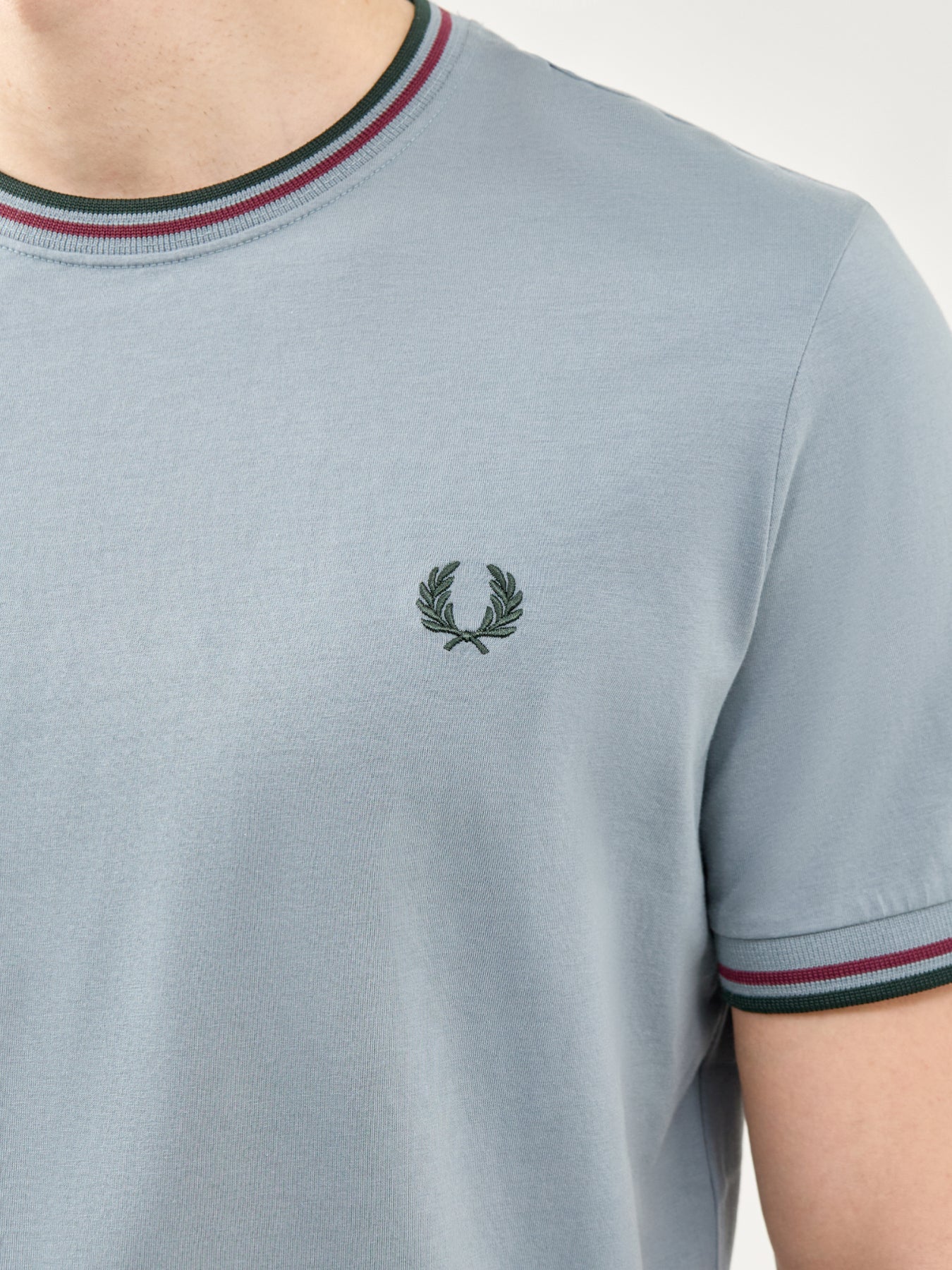 Fred Perry Twin Tipped Cotton T-Shirt Blue - Image 3