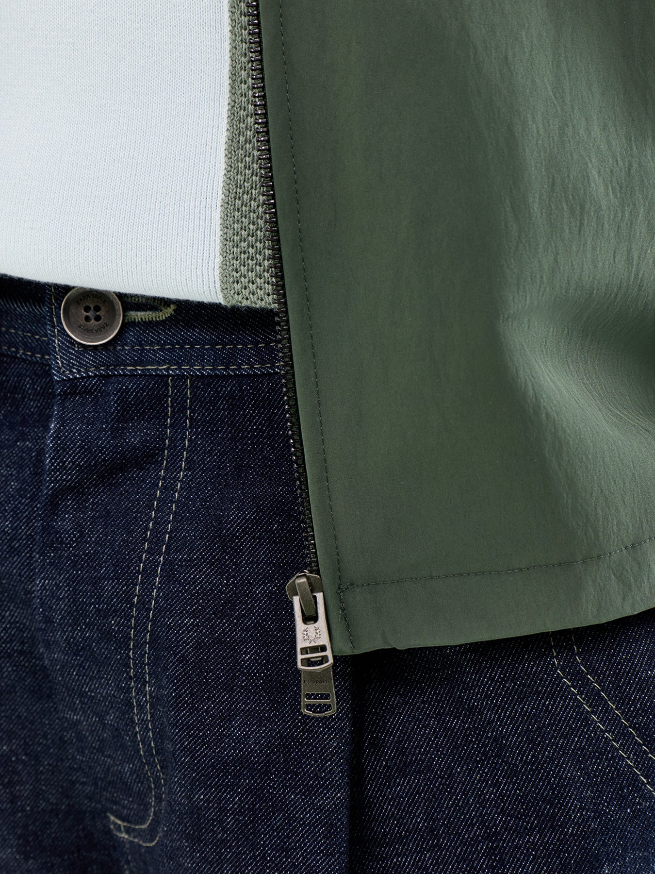 Zip Through Overshirt Olive - Image 3
