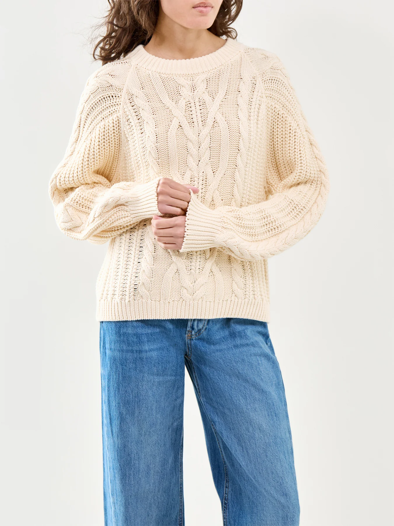 Frankie Cable Sweater Cream - Image 4