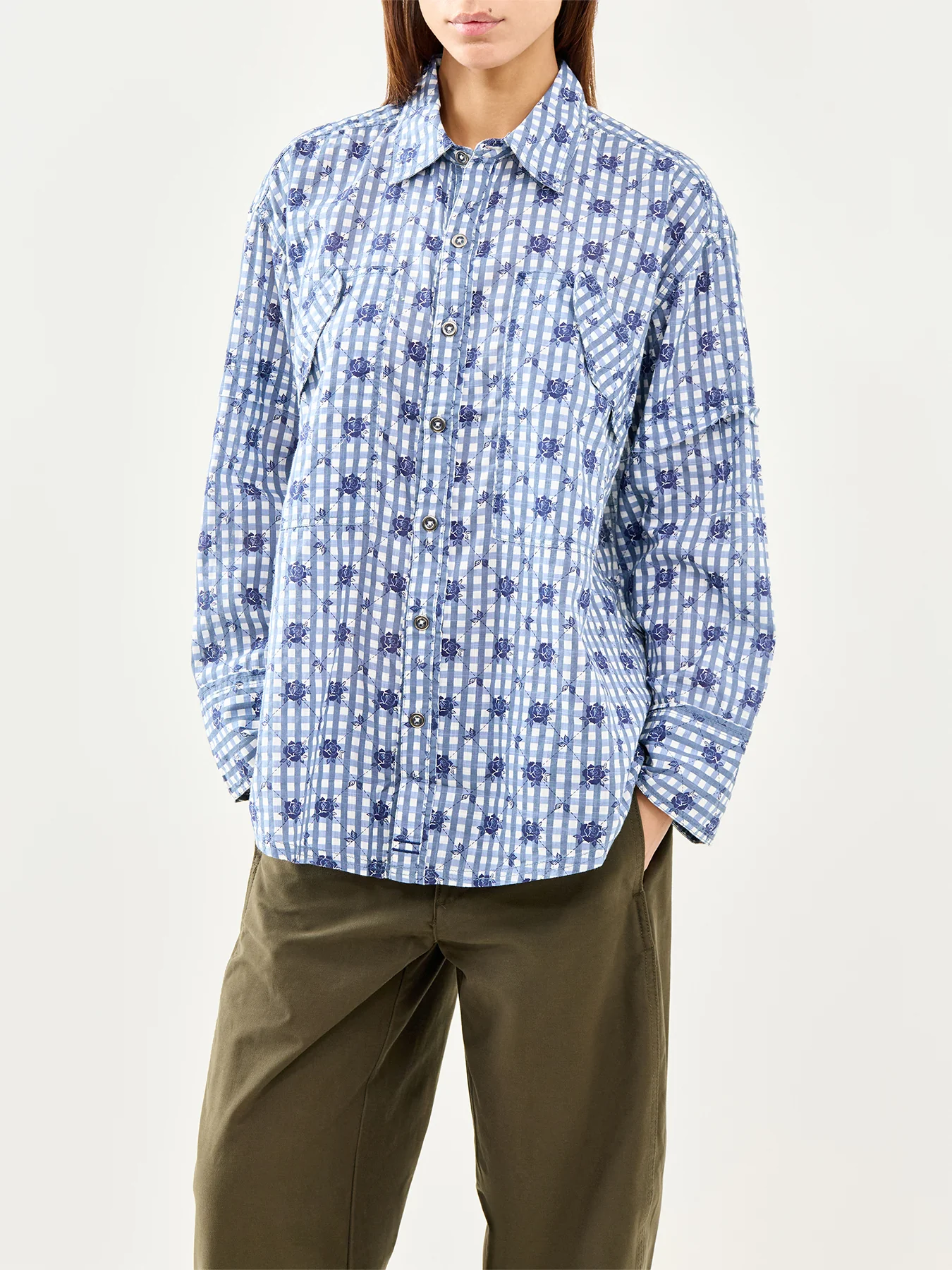Hidden Flower Camo Shirt Blue - Image 4