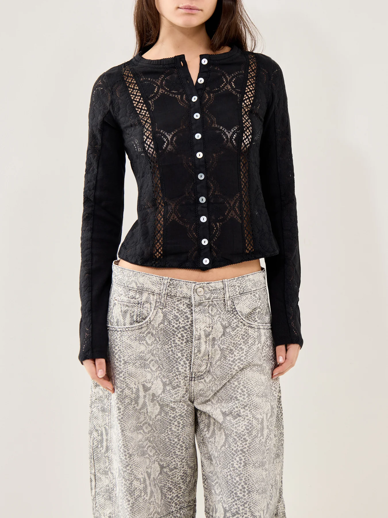 Jae Ribbed Long Sleeve Top Black - Image 4