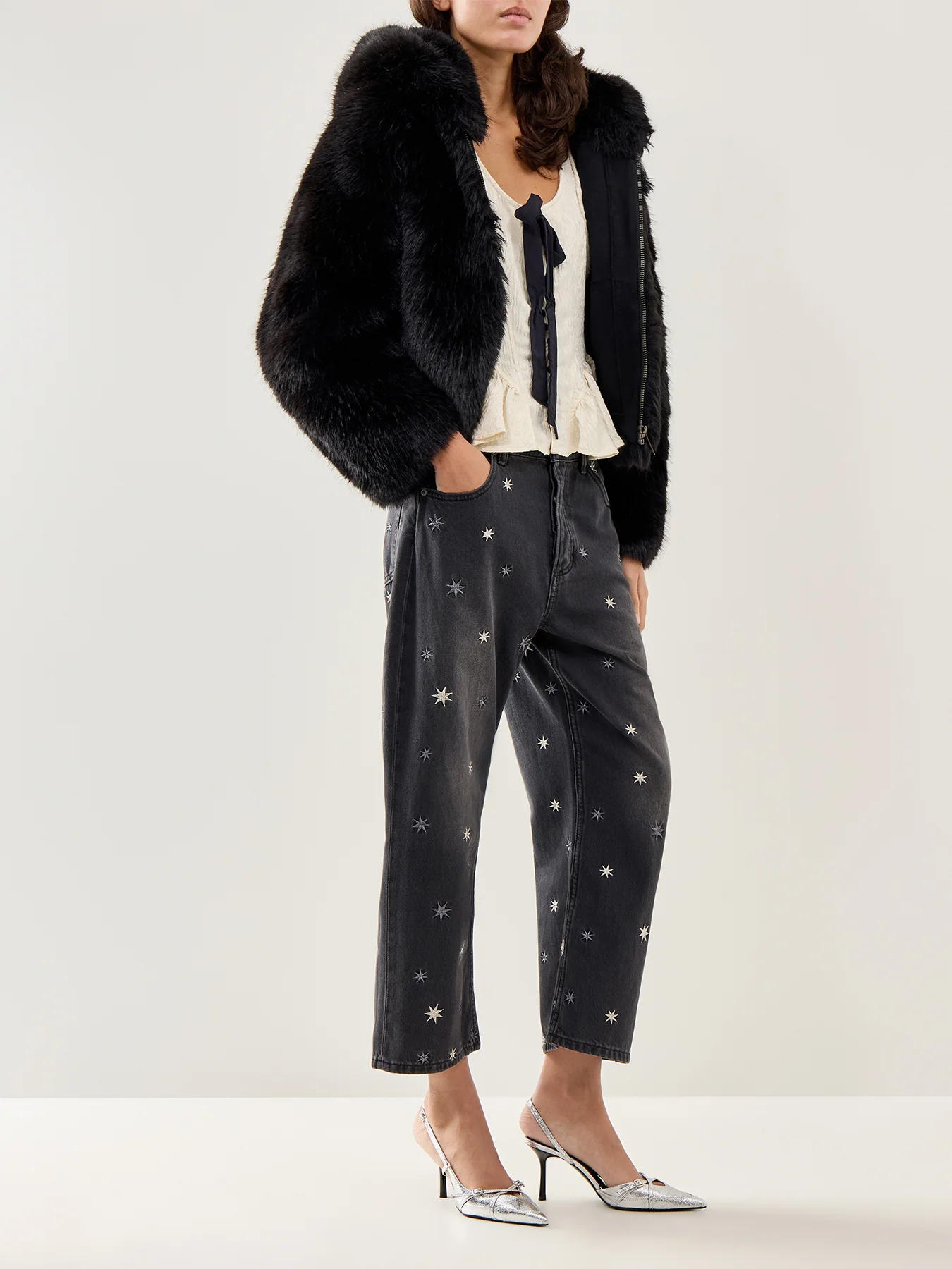 Louder Please Faux-Fur Jacket Black - Image 2