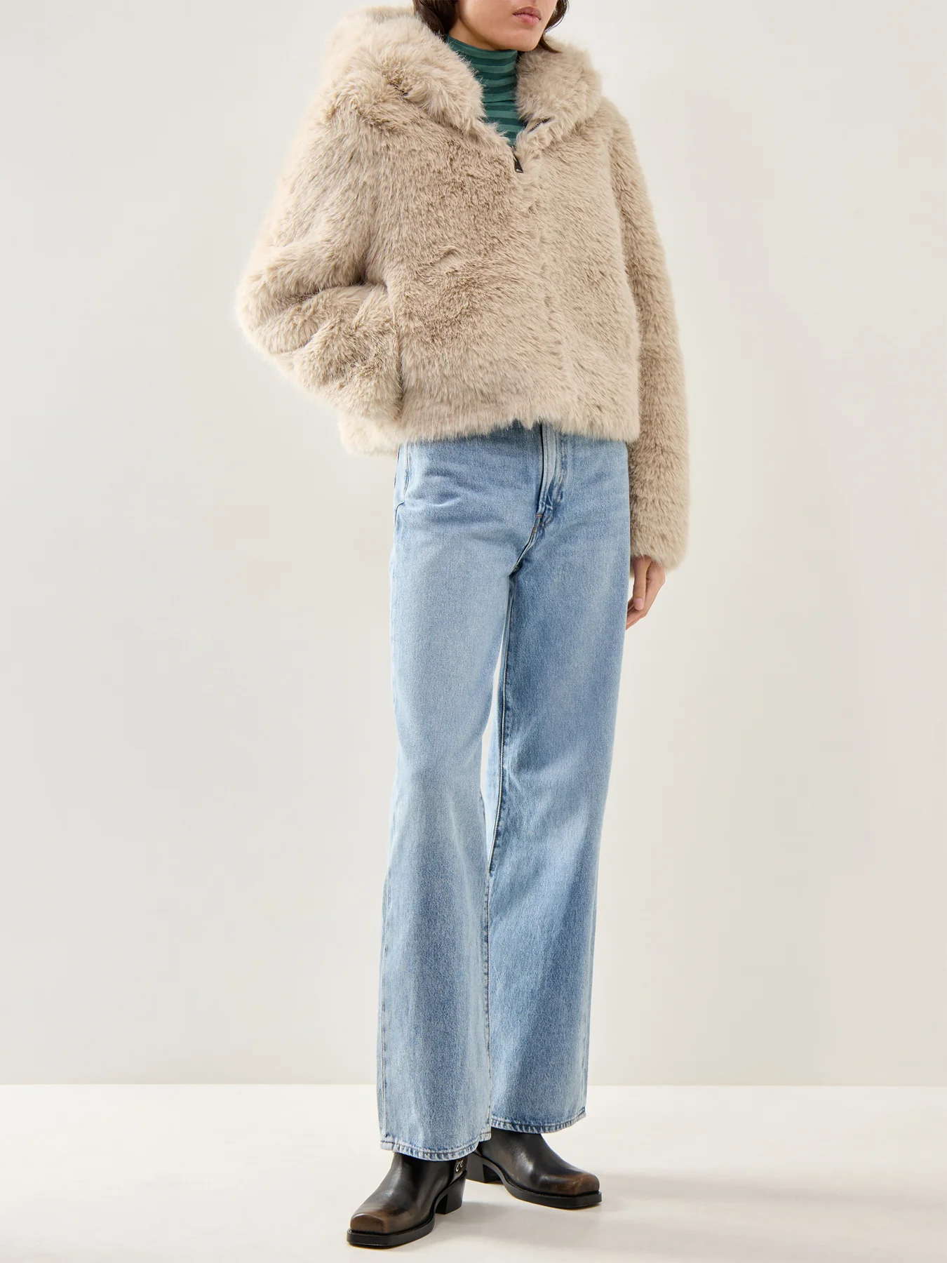 Louder Please Faux-Fur Jacket Cream - Image 2