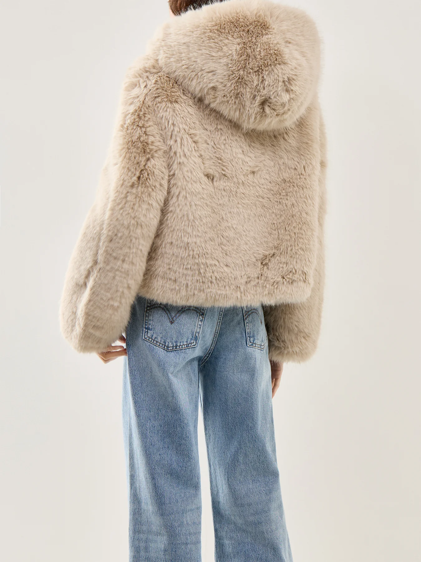 Louder Please Faux-Fur Jacket Cream - Image 4