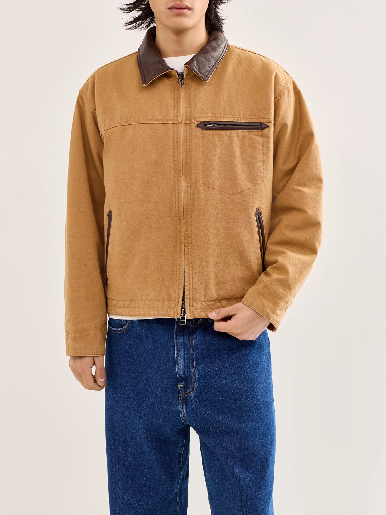 Heavy Canvas Destroyed Work Jacket Brown - Image 4