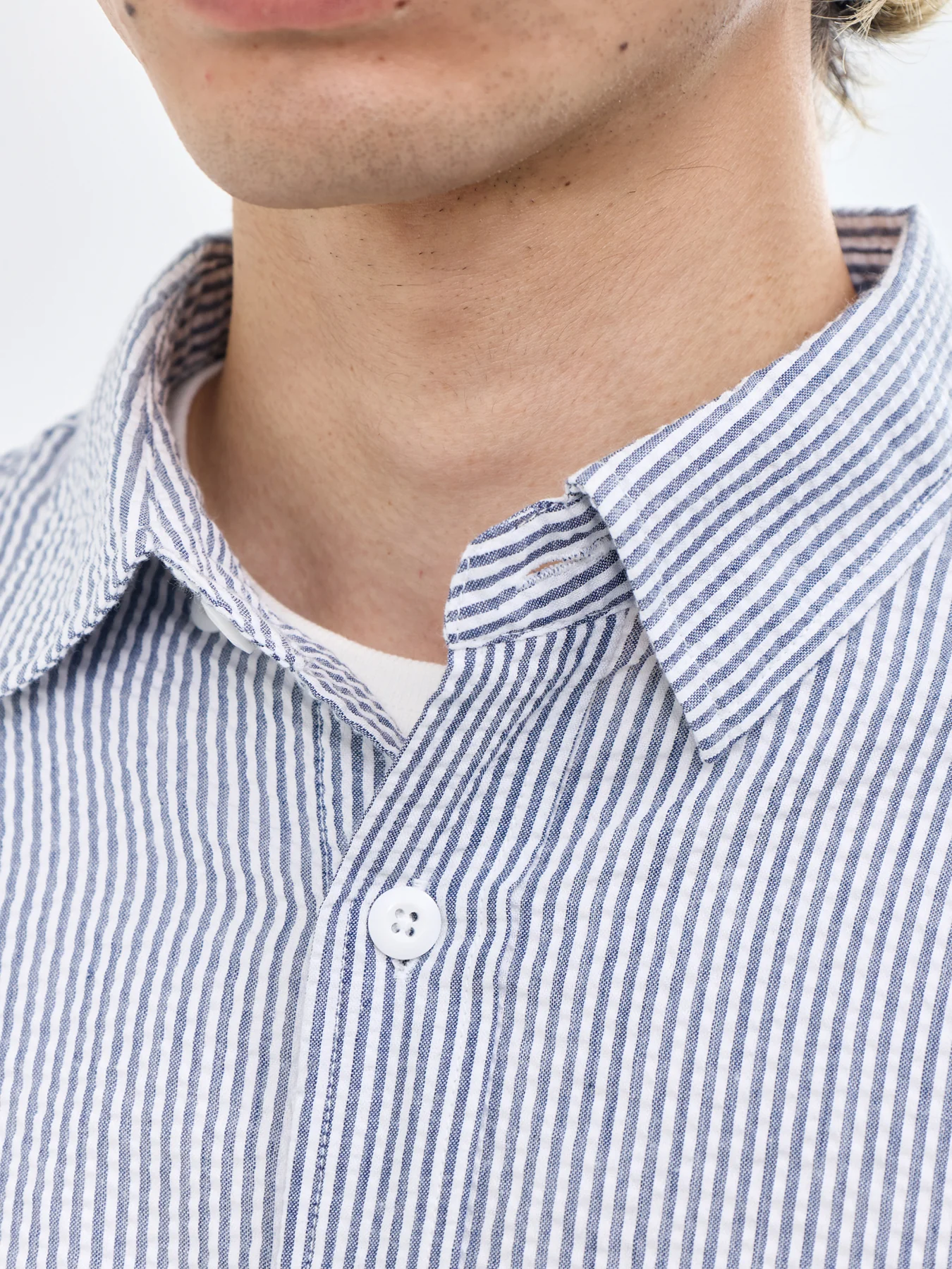 Stripe Seersucker Shirt Blue - Image 3
