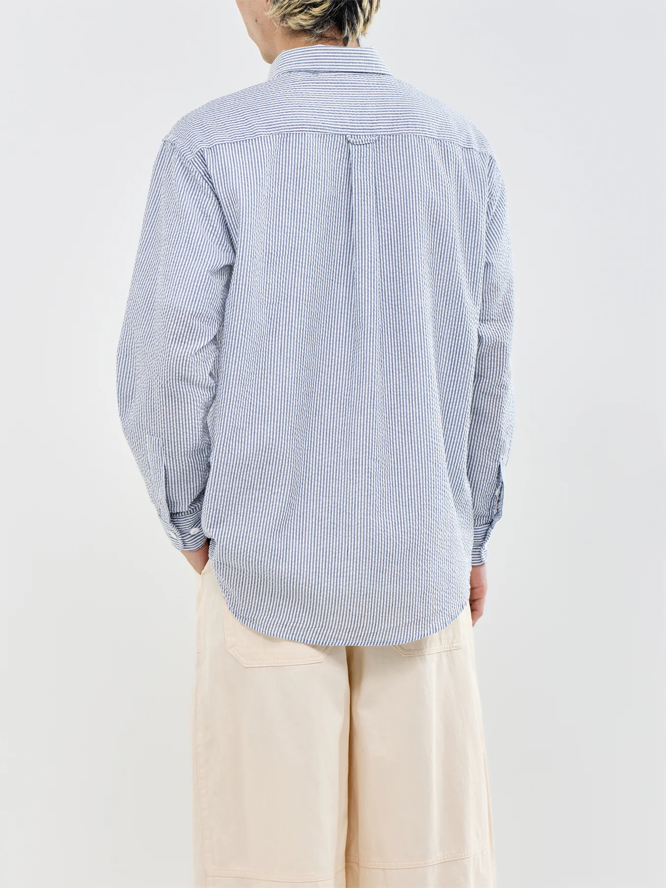 Stripe Seersucker Shirt Blue - Image 5