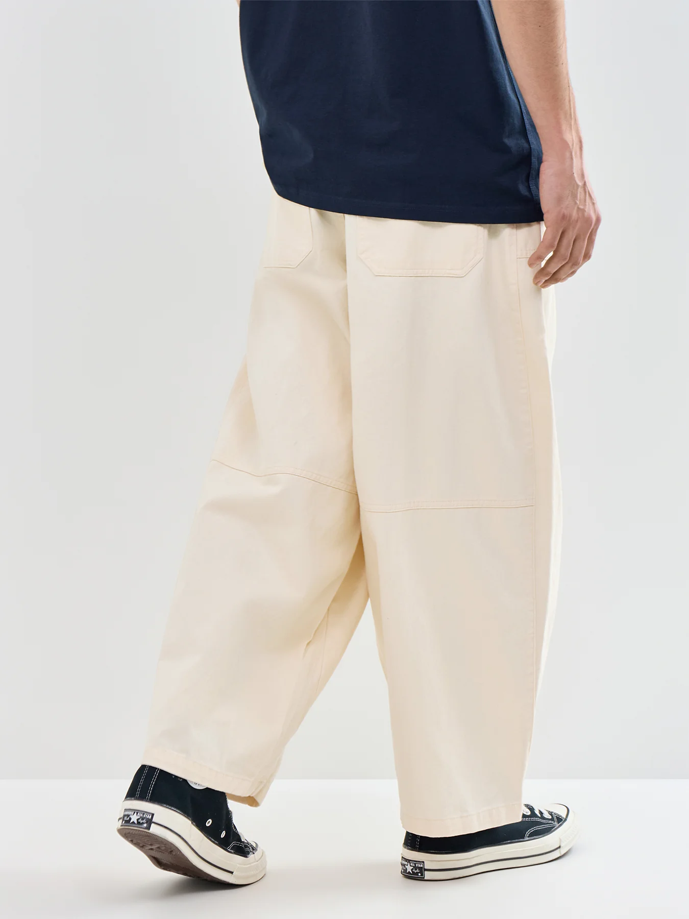 Twill Balloon Trousers Cream - Image 5